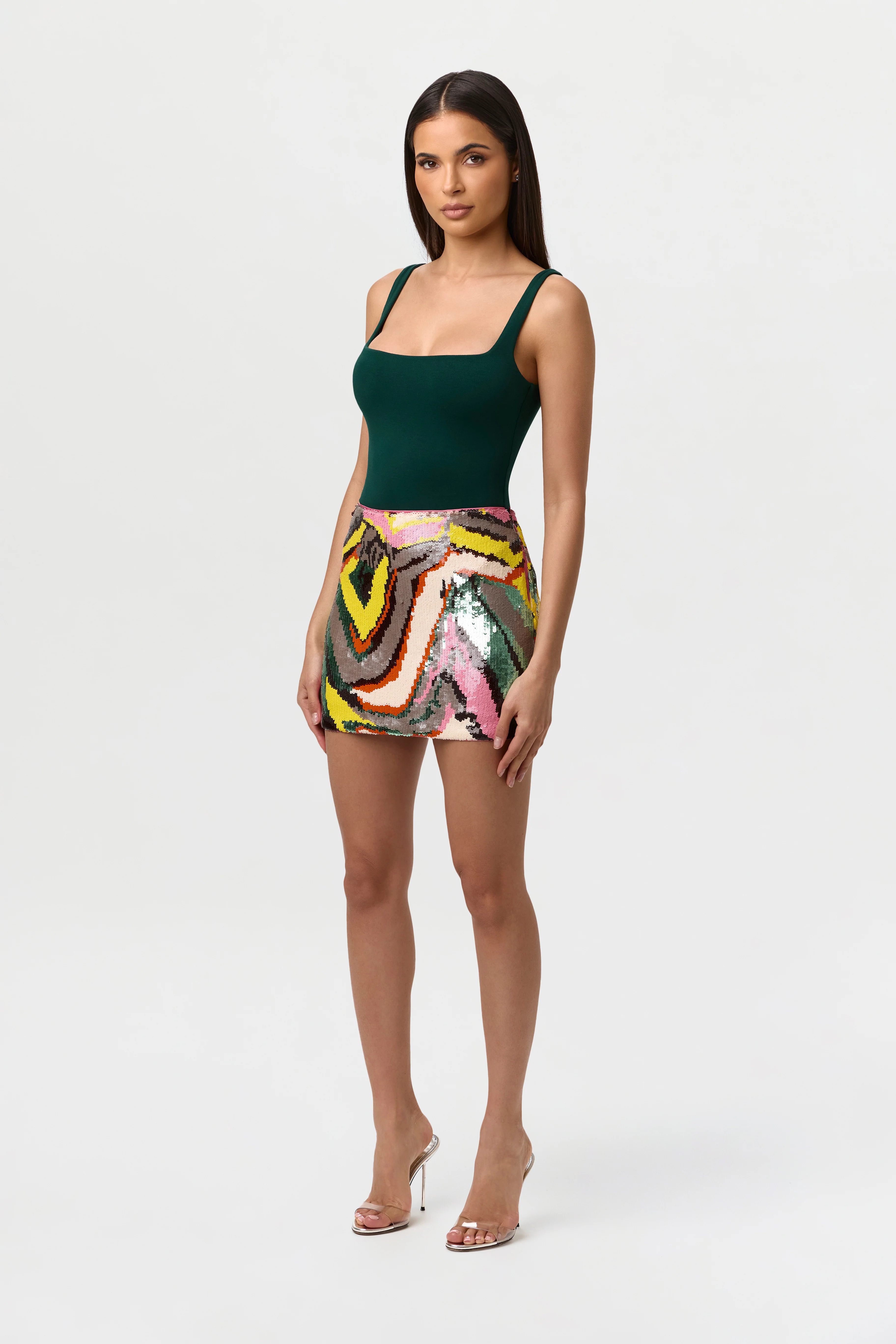 Sequin Abstract Mini Skirt - Image 2