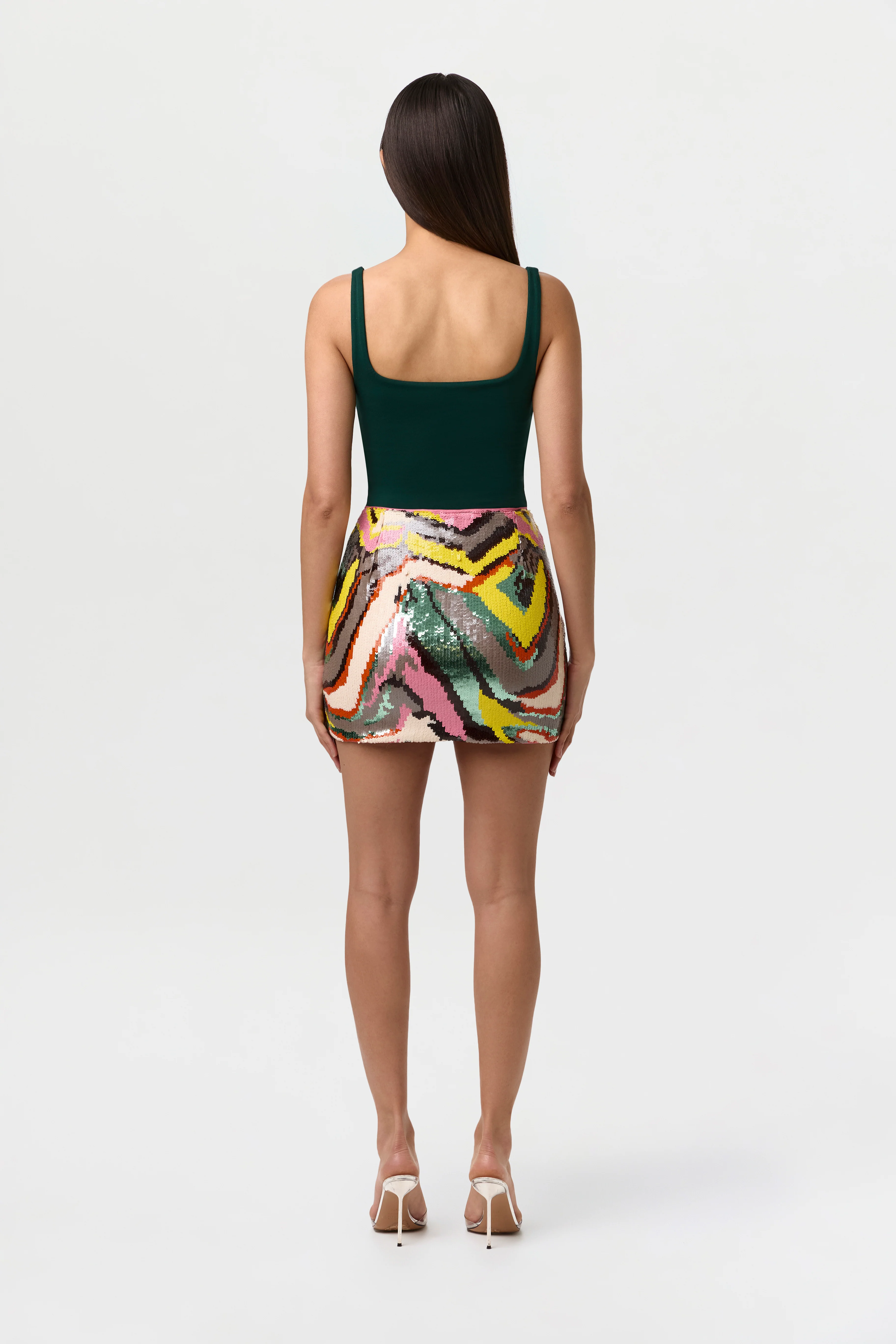 Sequin Abstract Mini Skirt - Image 4