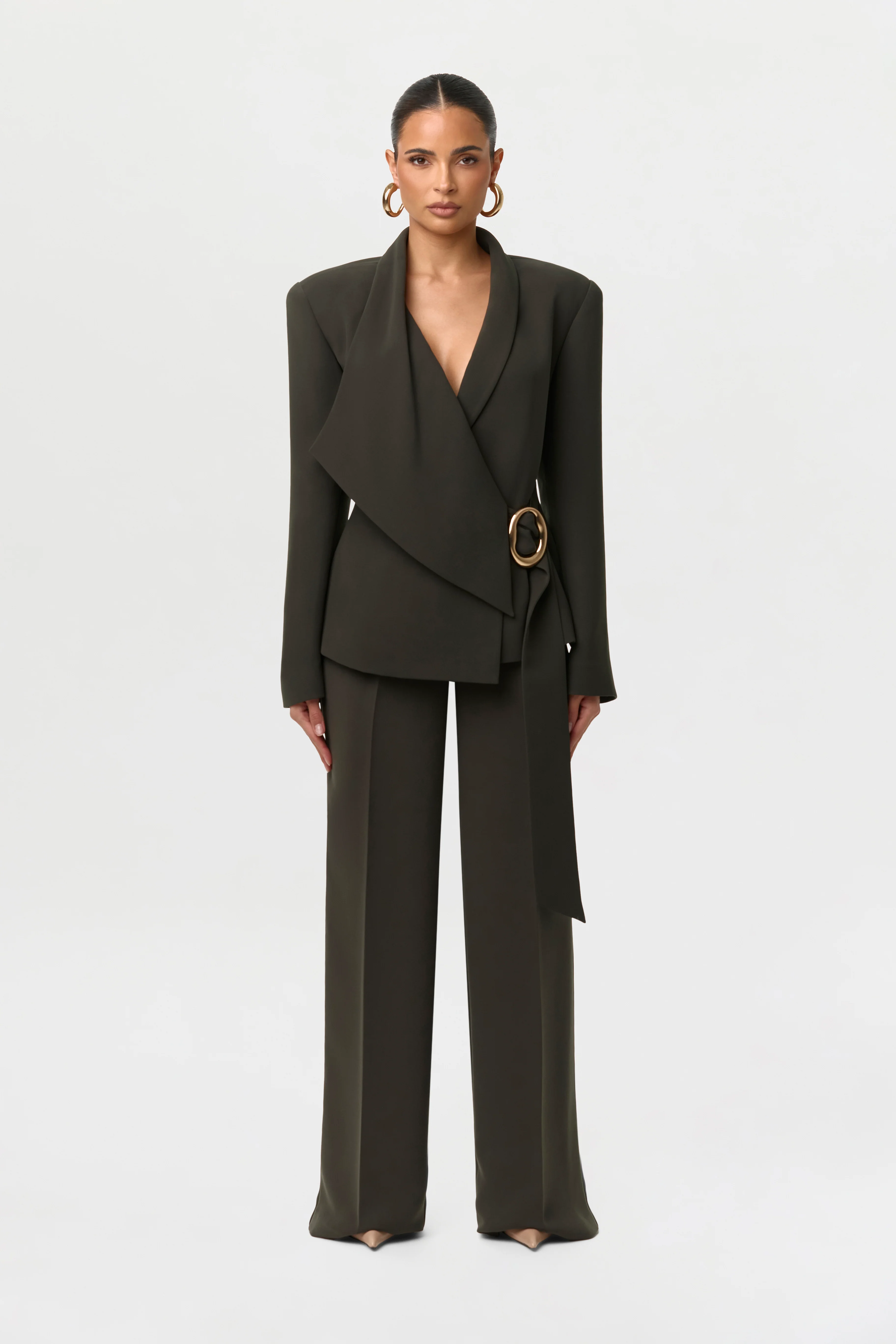 Suiting Asymmetric Wrap Blazer - Image 2