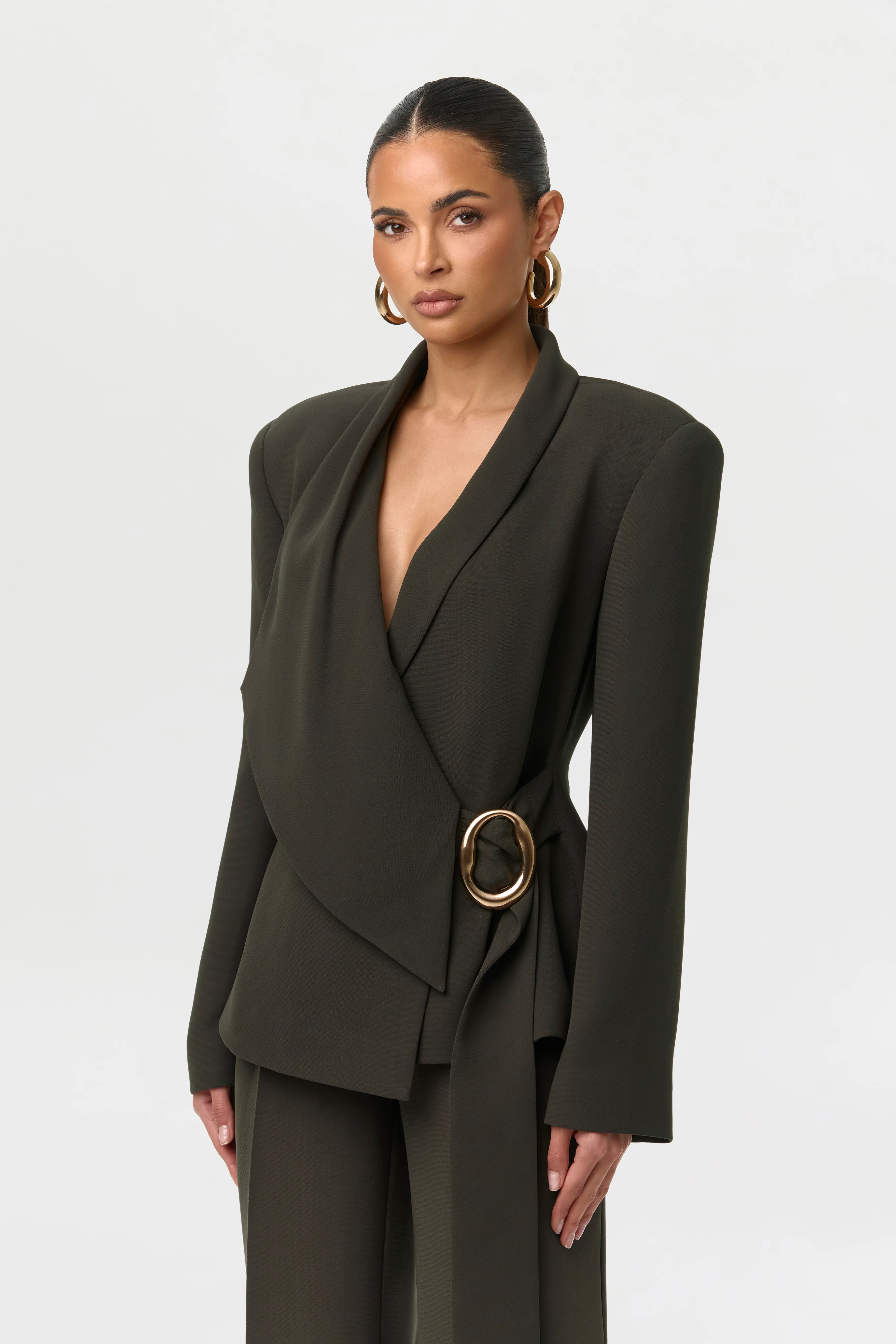 Suiting Asymmetric Wrap Blazer - Image 4