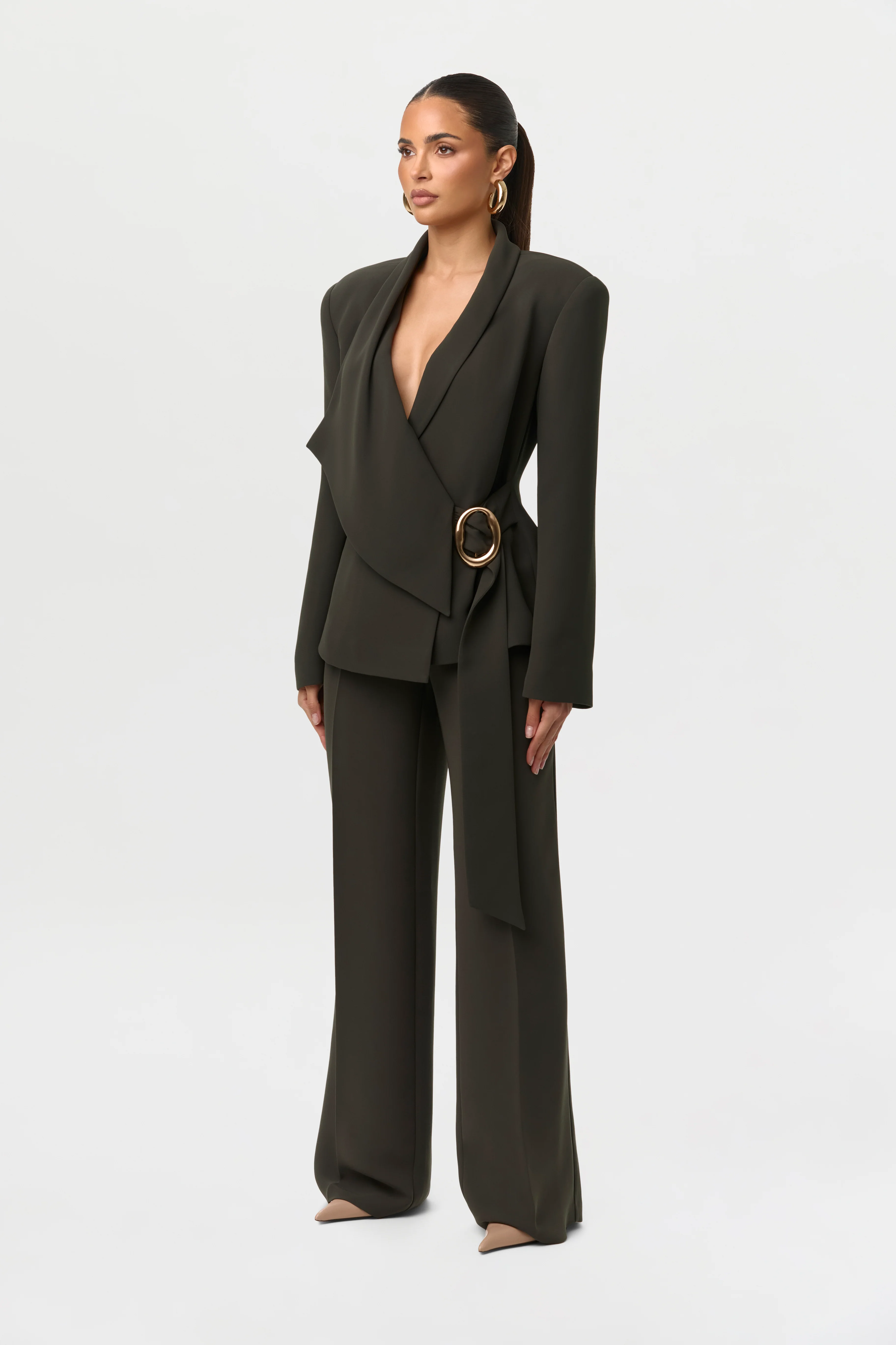 Suiting Asymmetric Wrap Blazer - Image 5