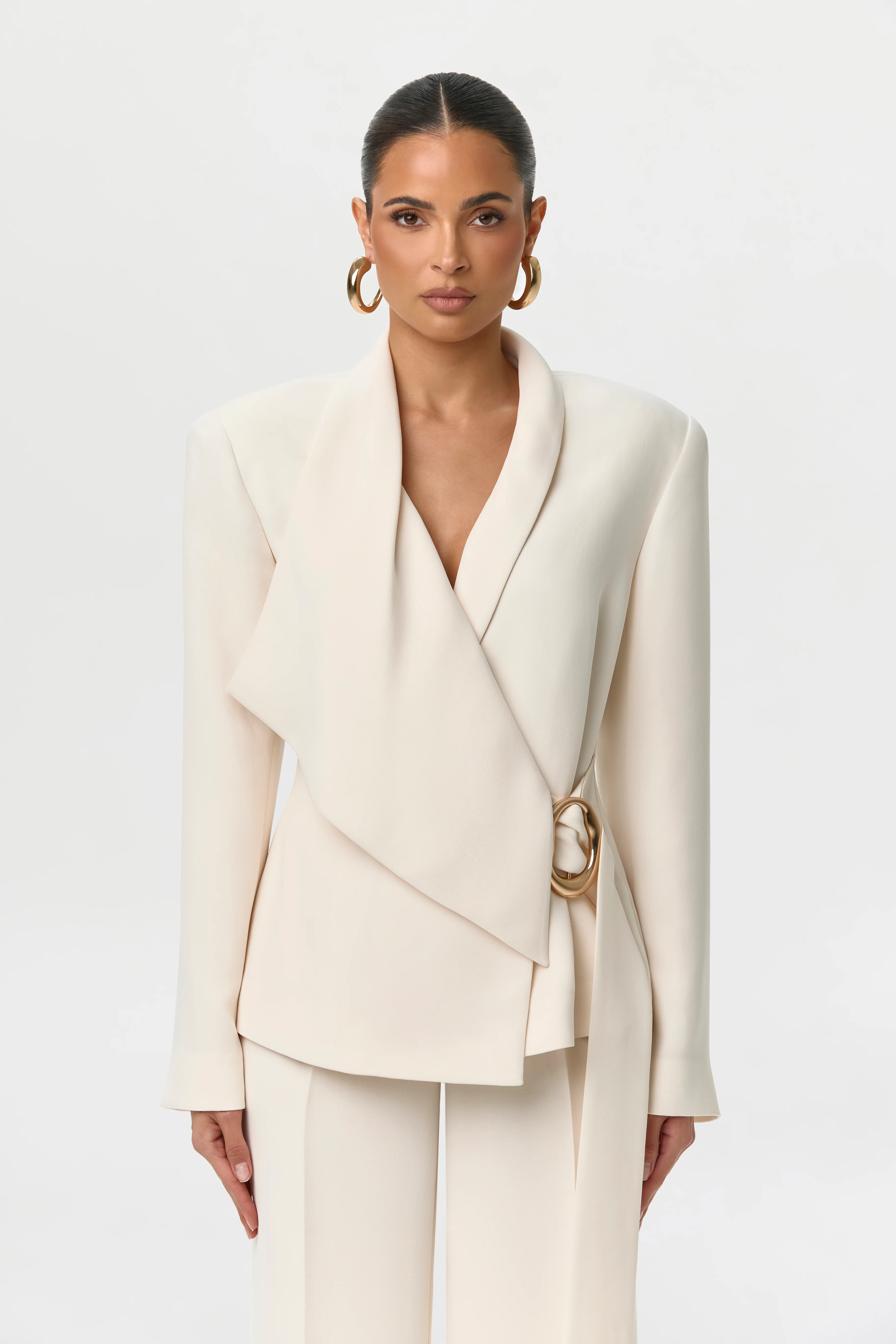 Suiting Asymmetric Wrap Blazer - Image 7