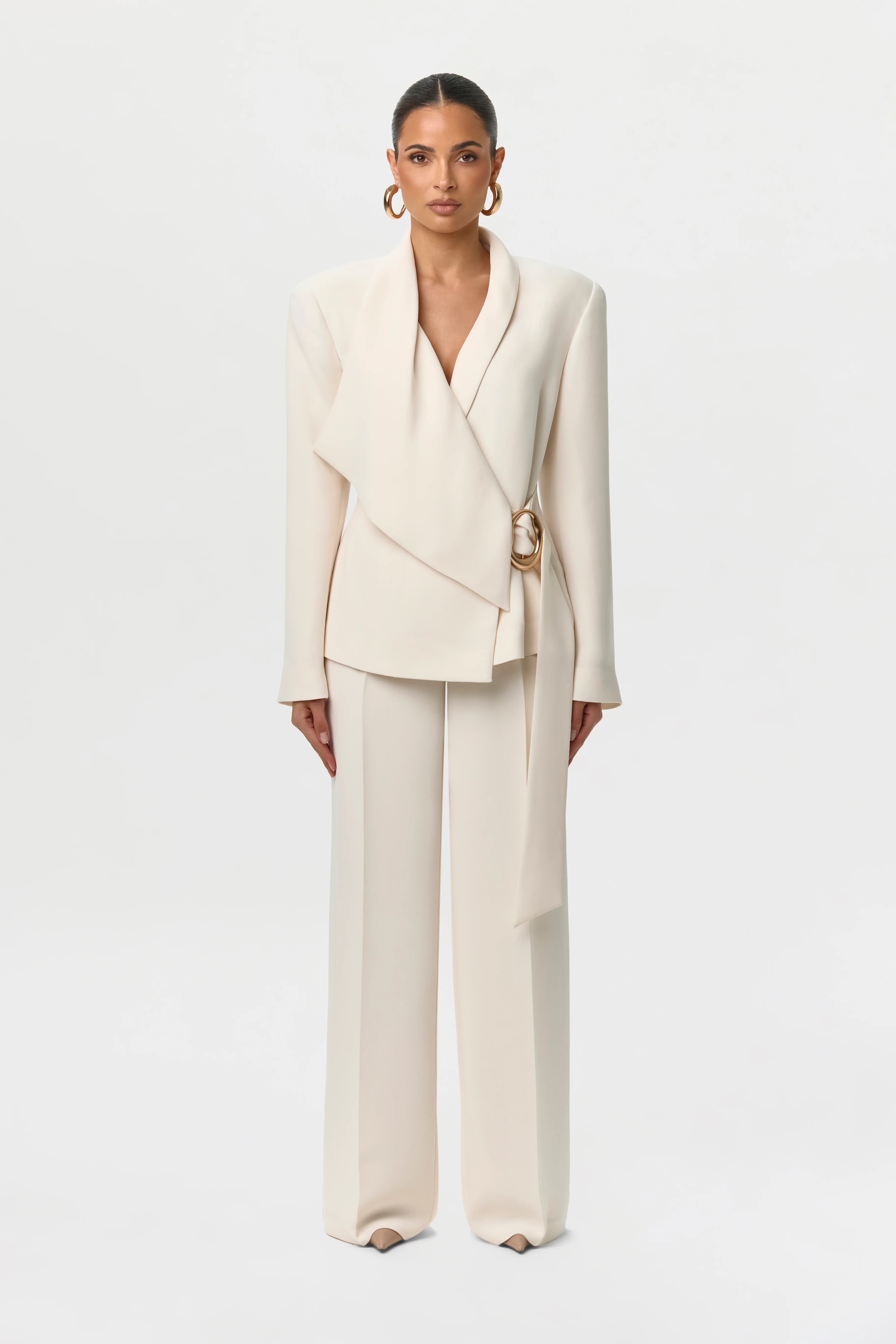 Suiting Asymmetric Wrap Blazer - Image 8