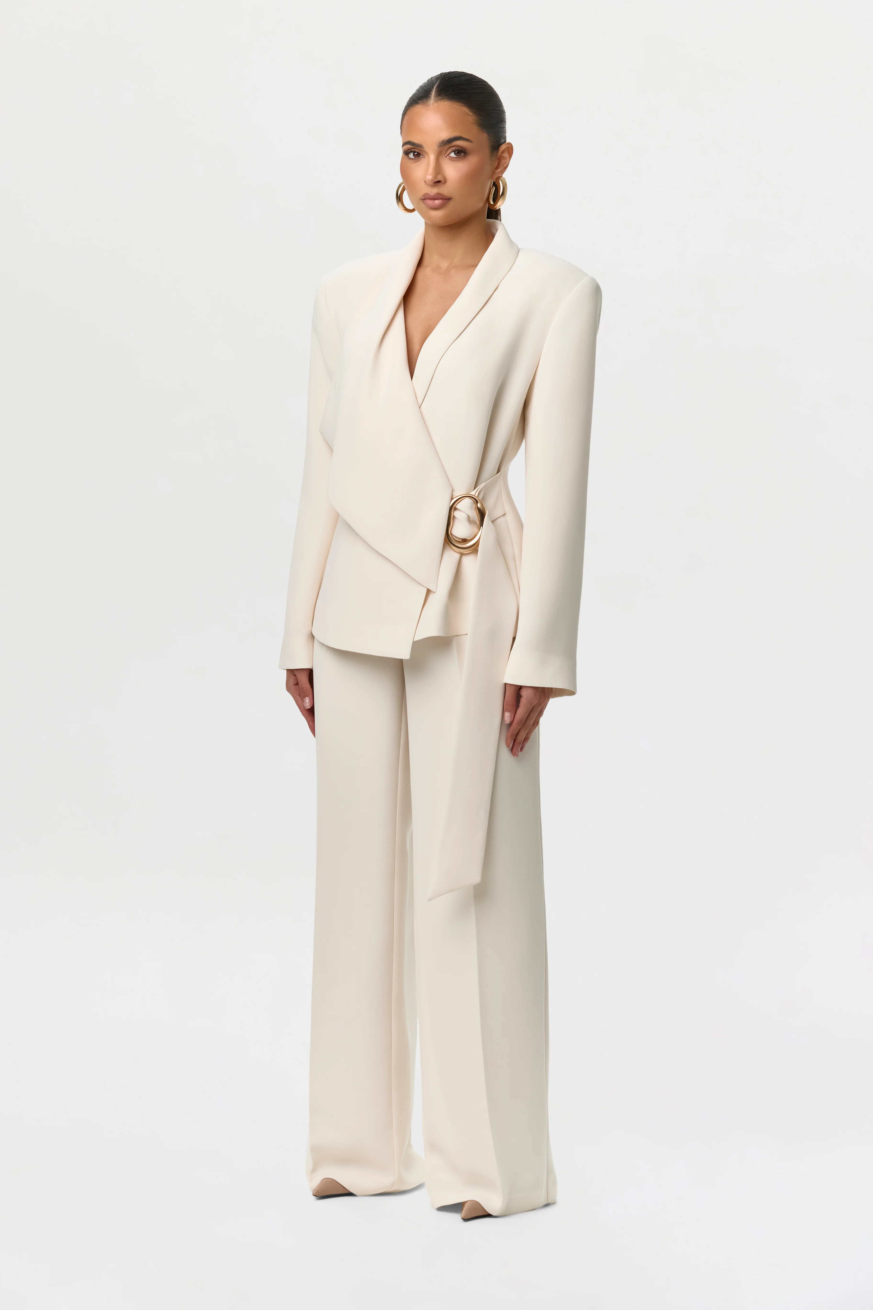 Suiting Asymmetric Wrap Blazer - Image 9