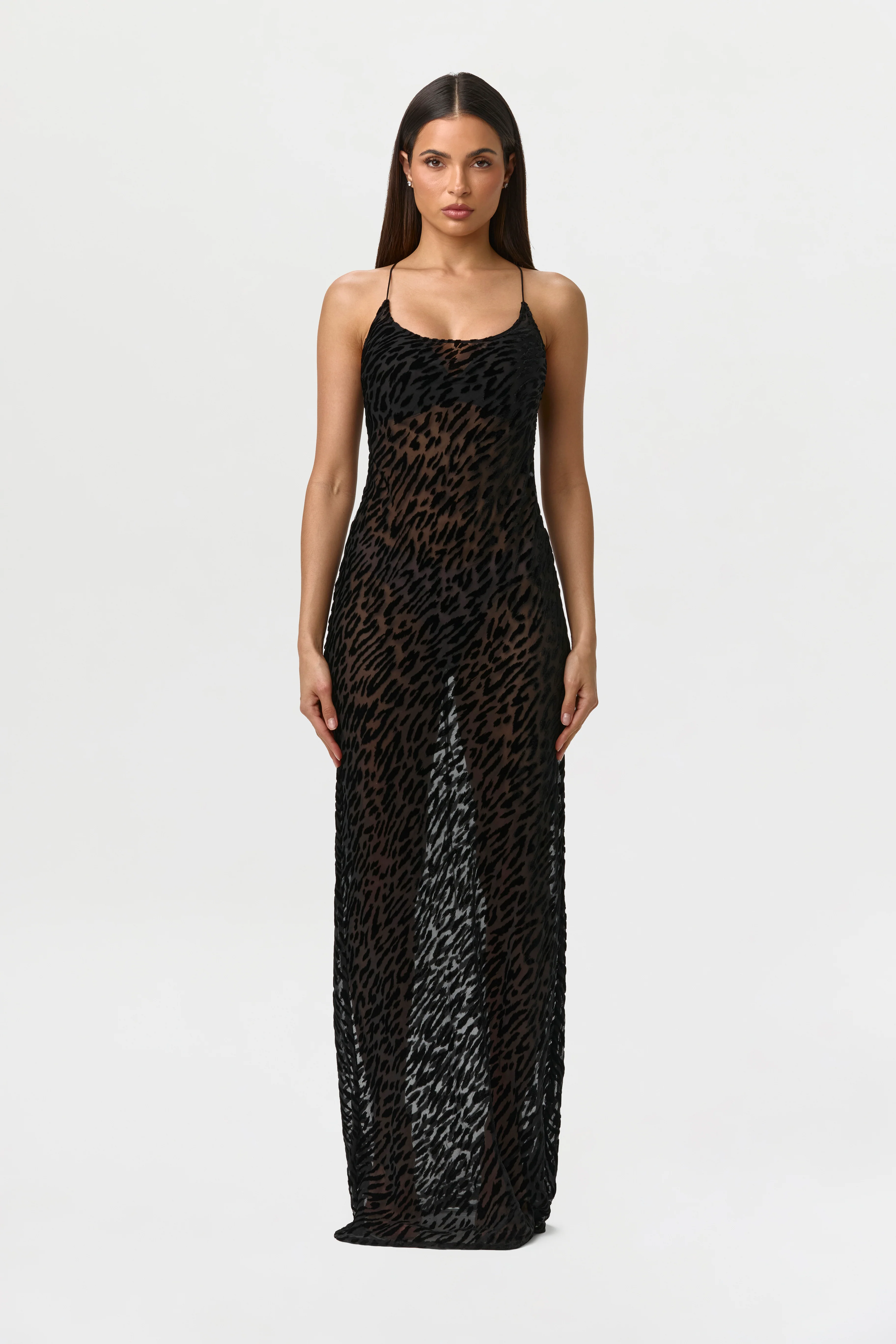 Burnout Lace-UP Maxi Dress - Image 3
