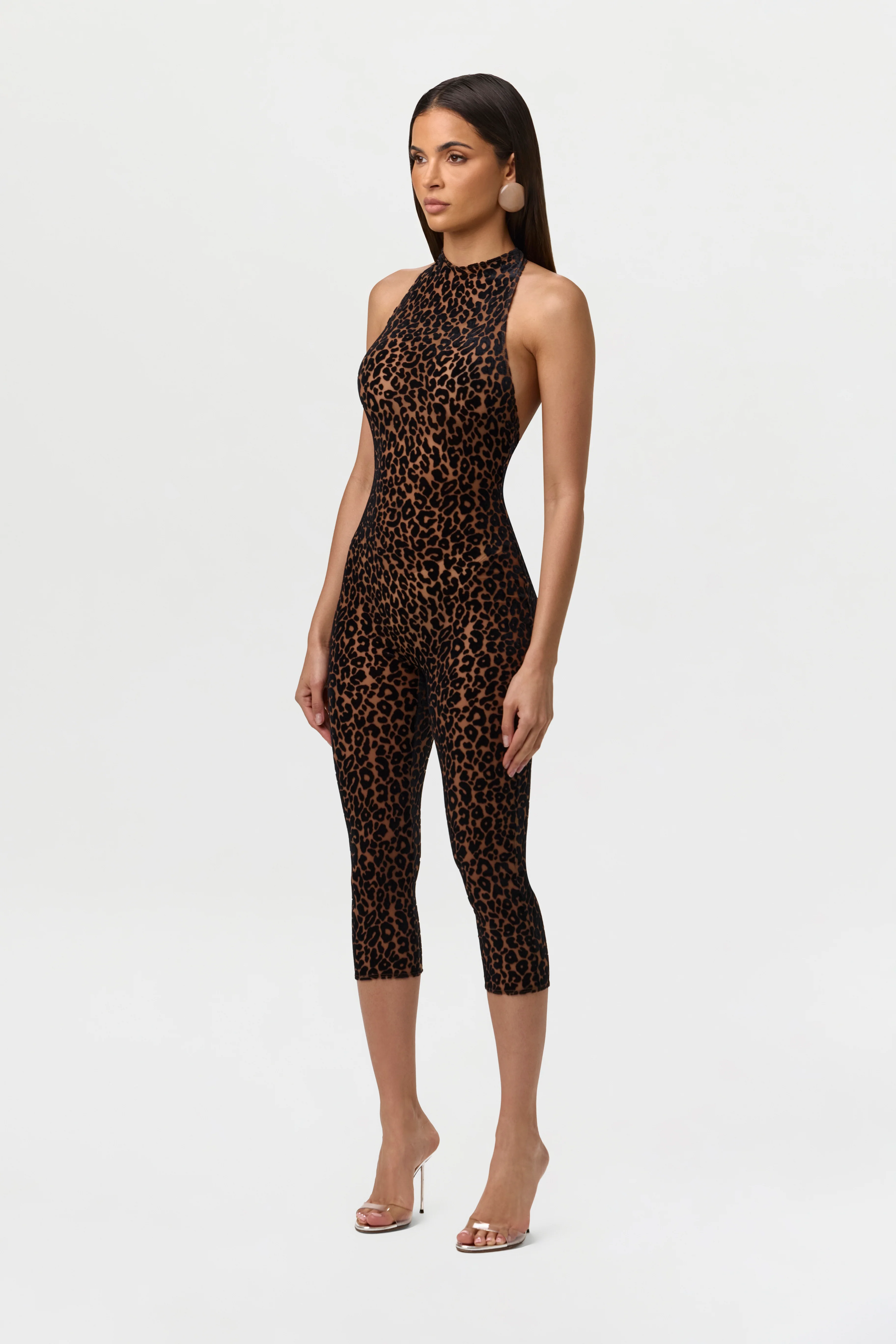Burnout Halter Capri Jumpsuit Petite - Image 3