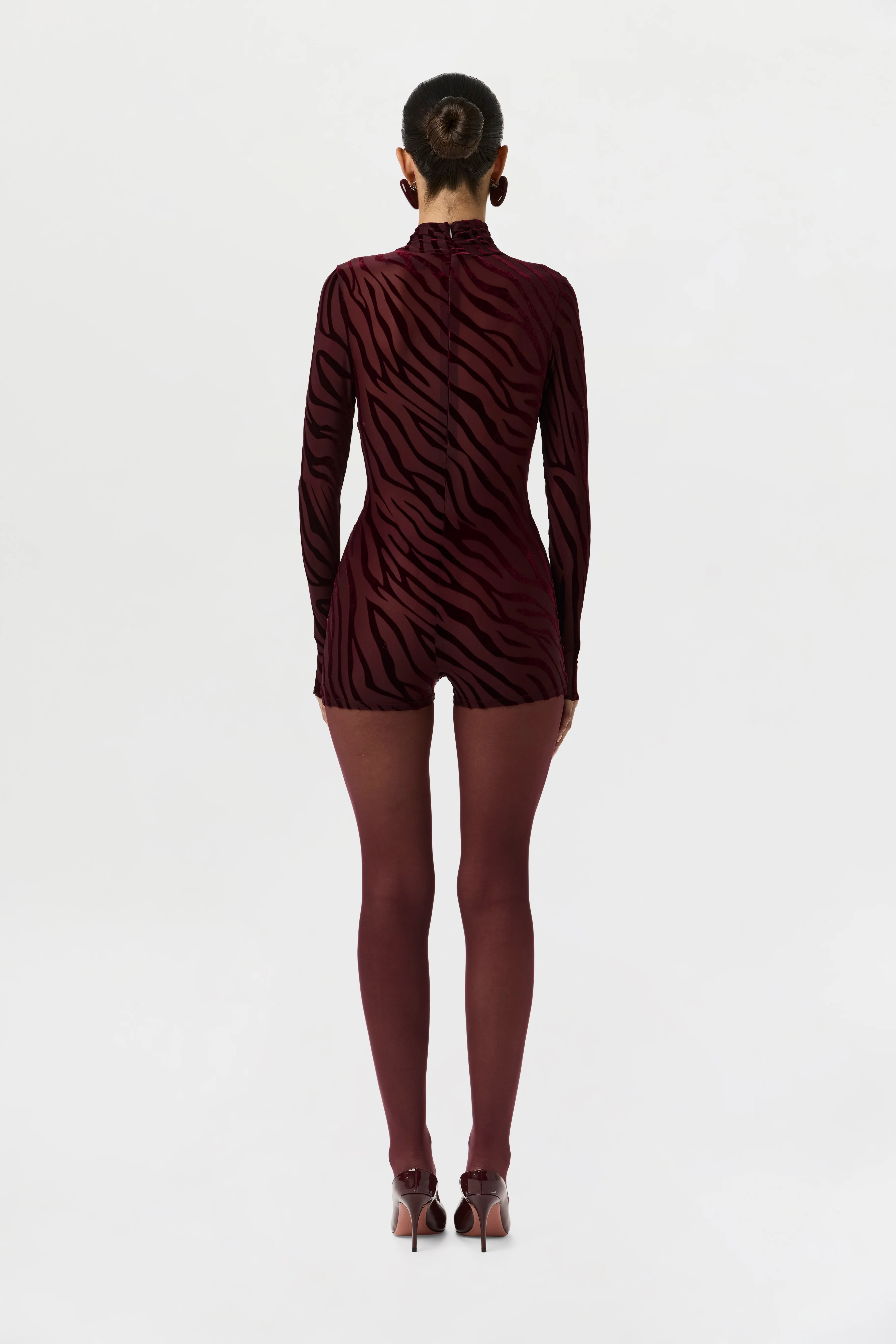 Burnout Print Turtleneck Romper - Image 11
