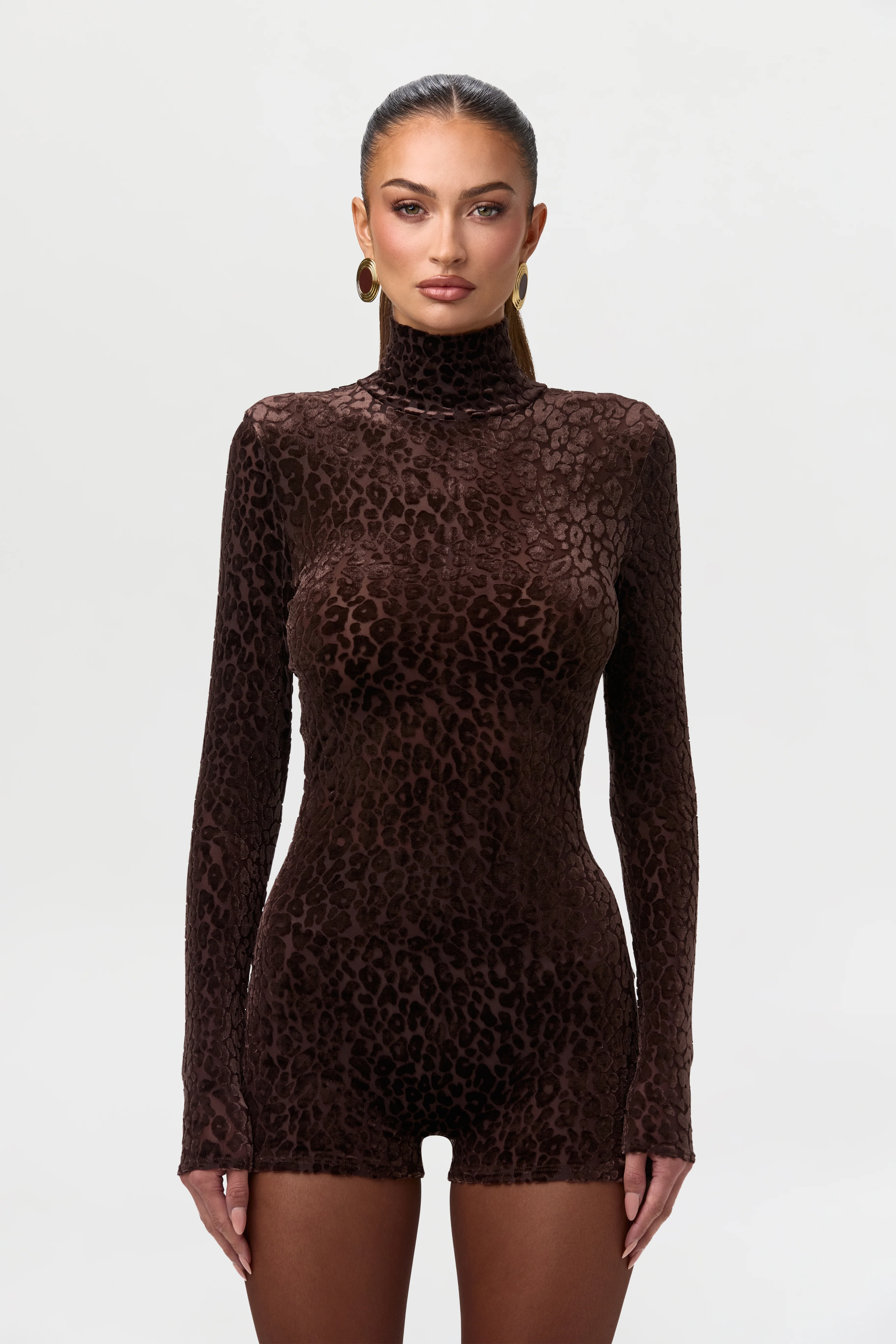 Burnout Print Turtleneck Romper - Image 13