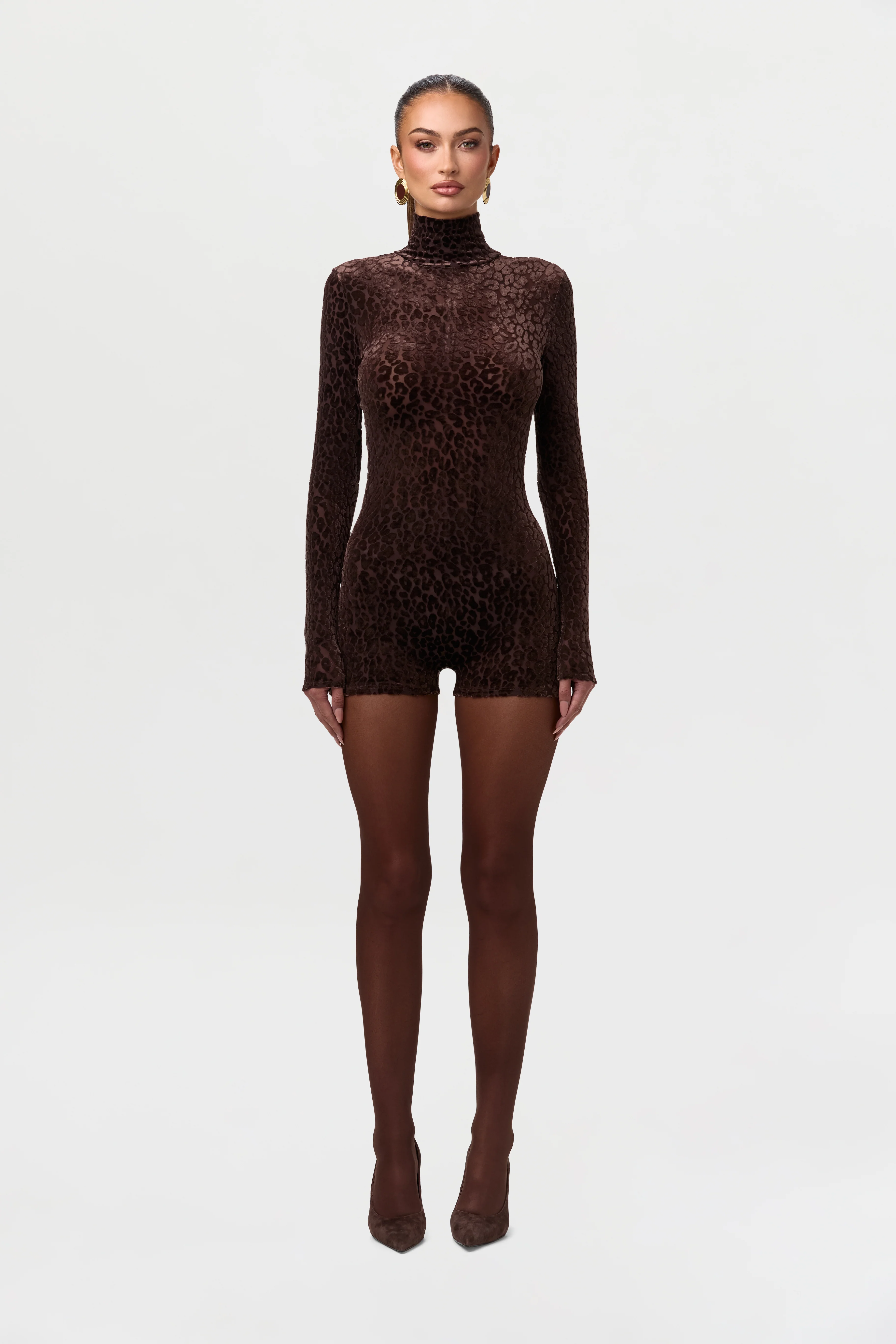 Burnout Print Turtleneck Romper - Image 14
