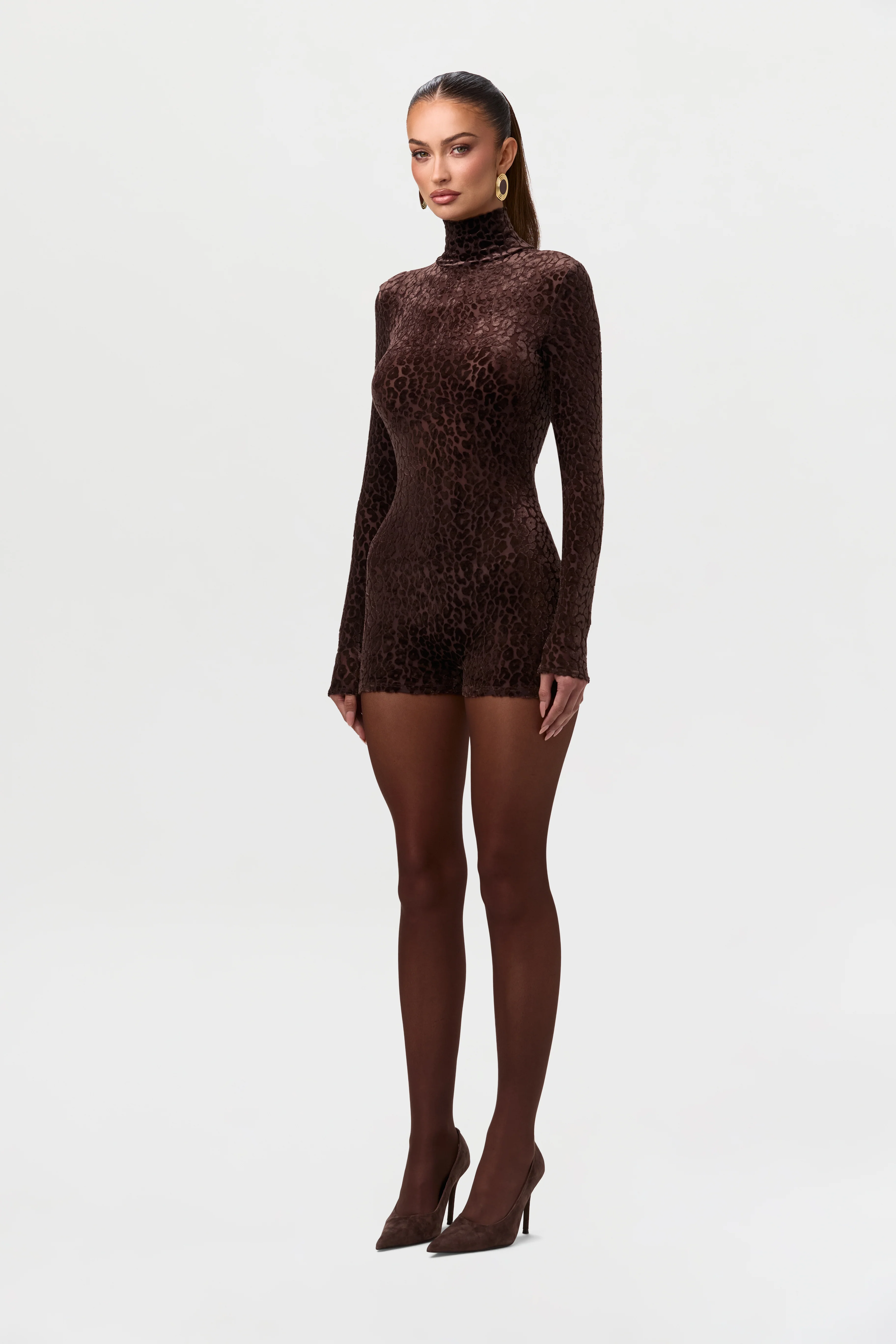 Burnout Print Turtleneck Romper - Image 15