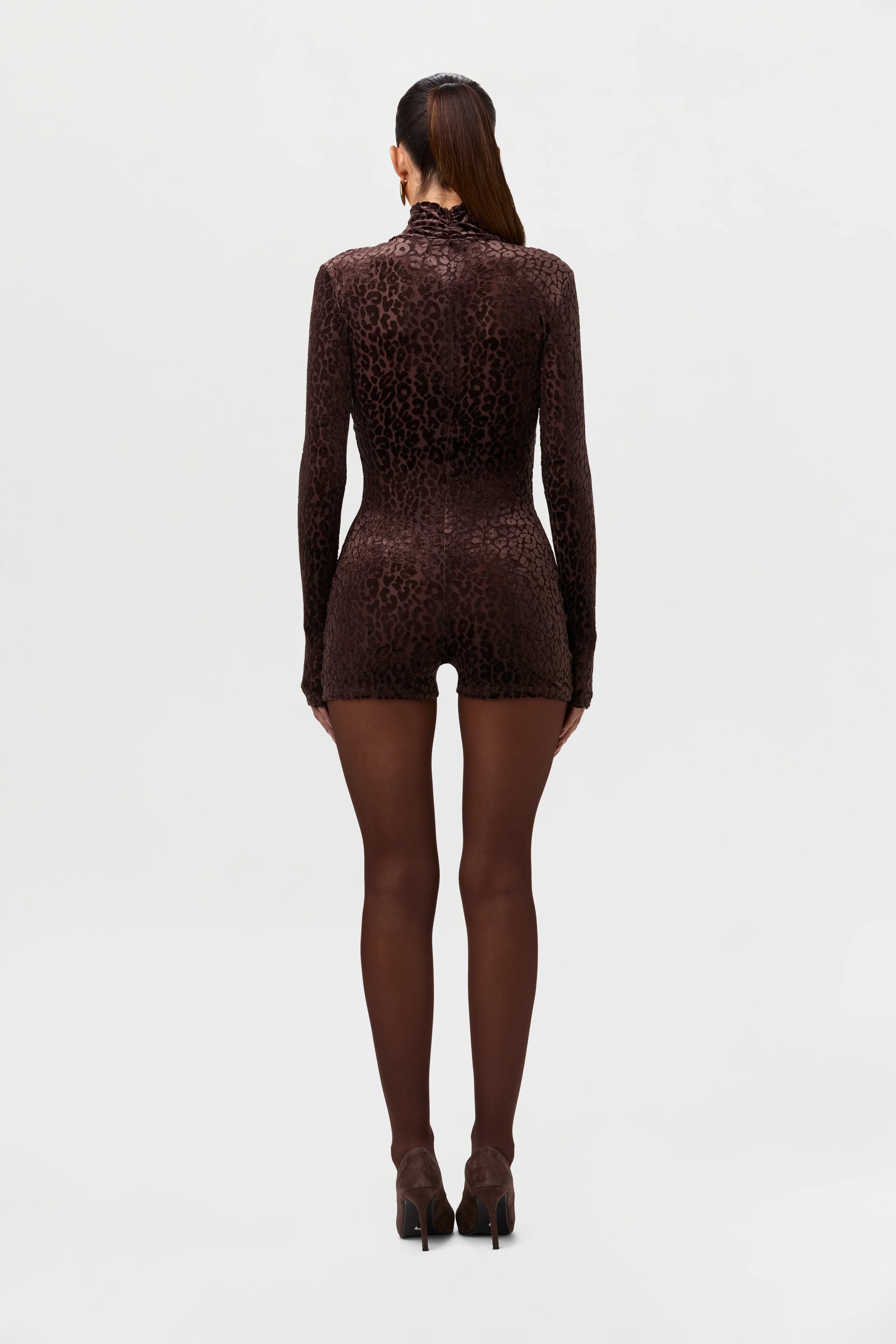Burnout Print Turtleneck Romper - Image 16