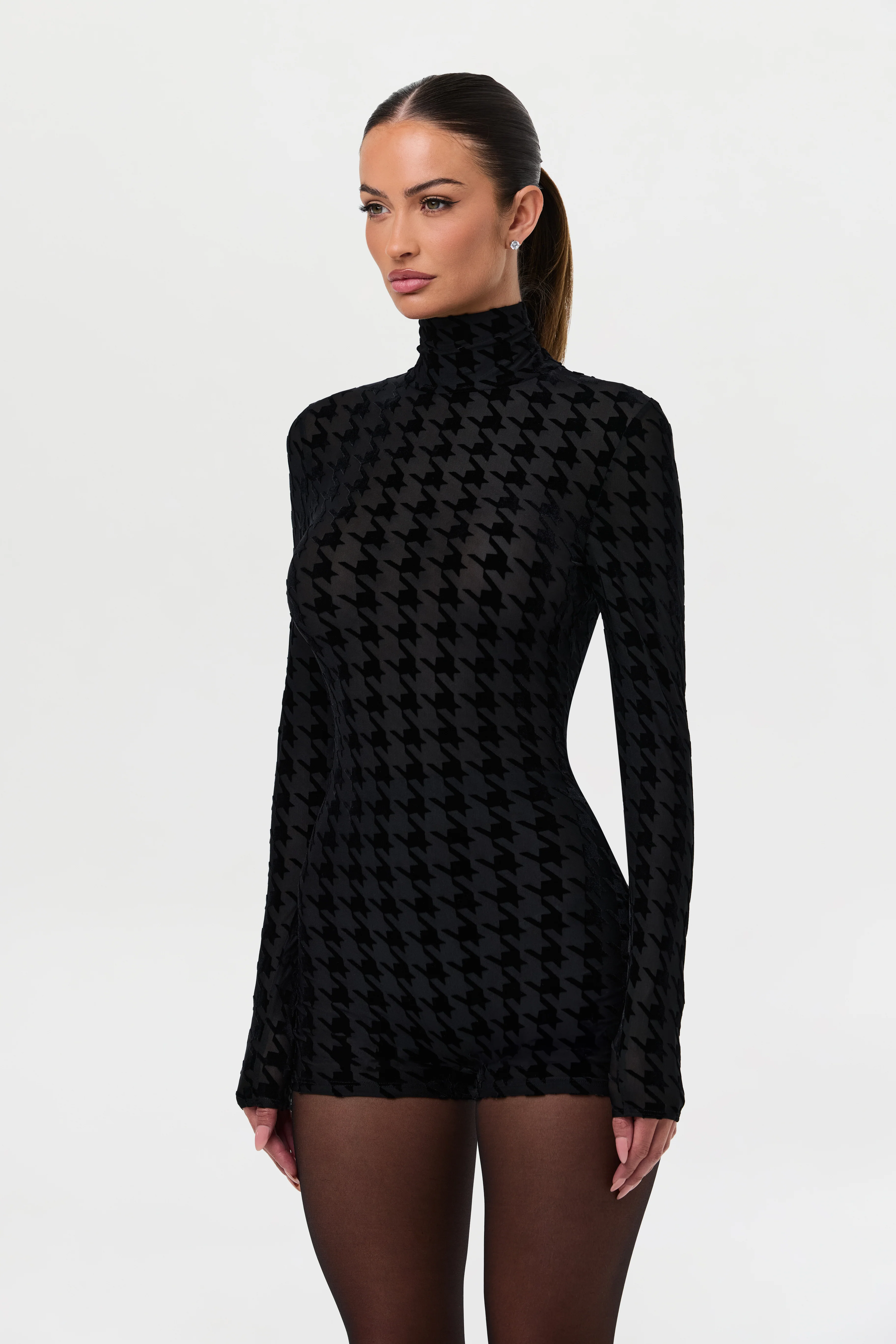 Burnout Print Turtleneck Romper - Image 17