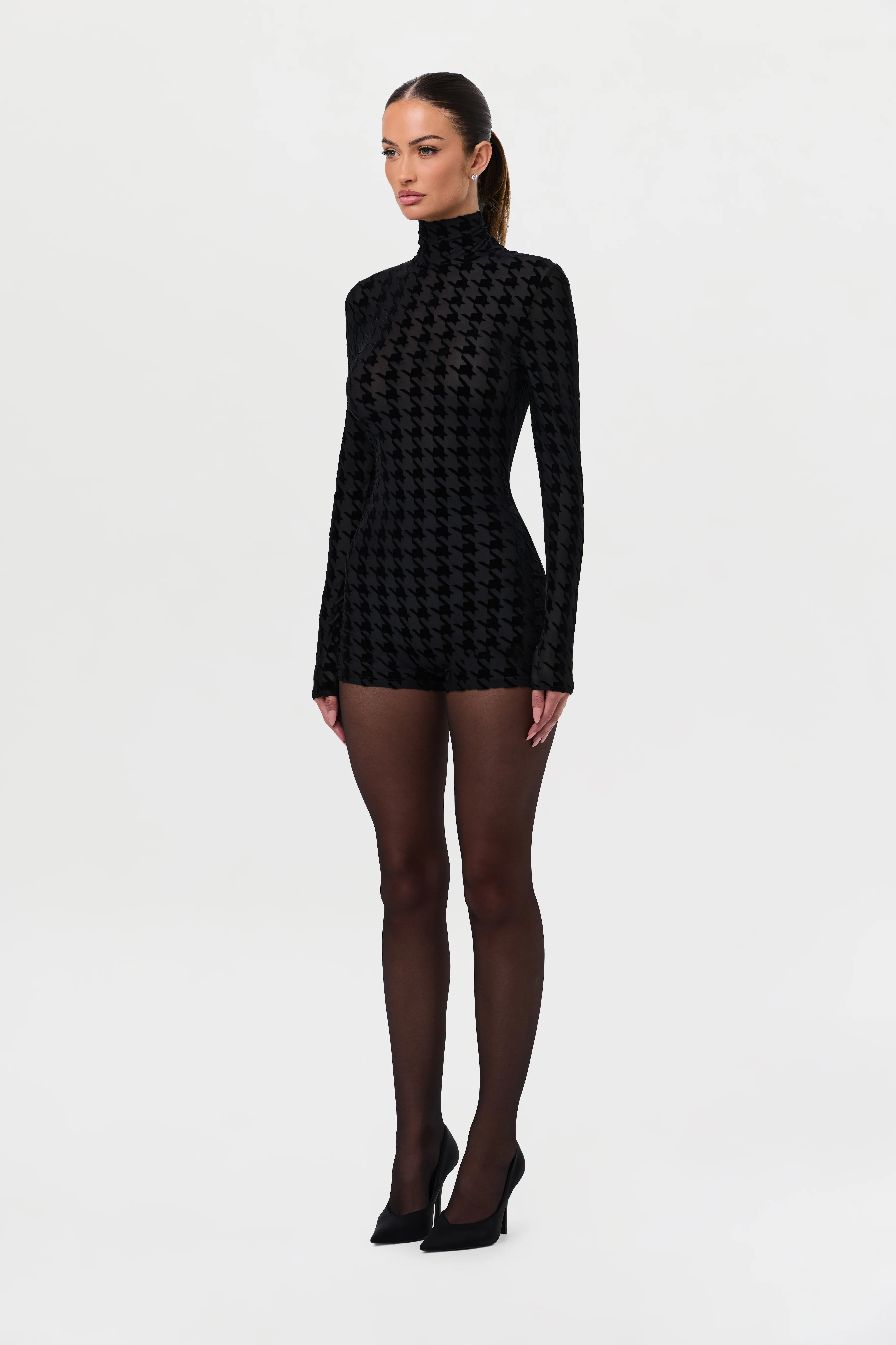 Burnout Print Turtleneck Romper - Image 18