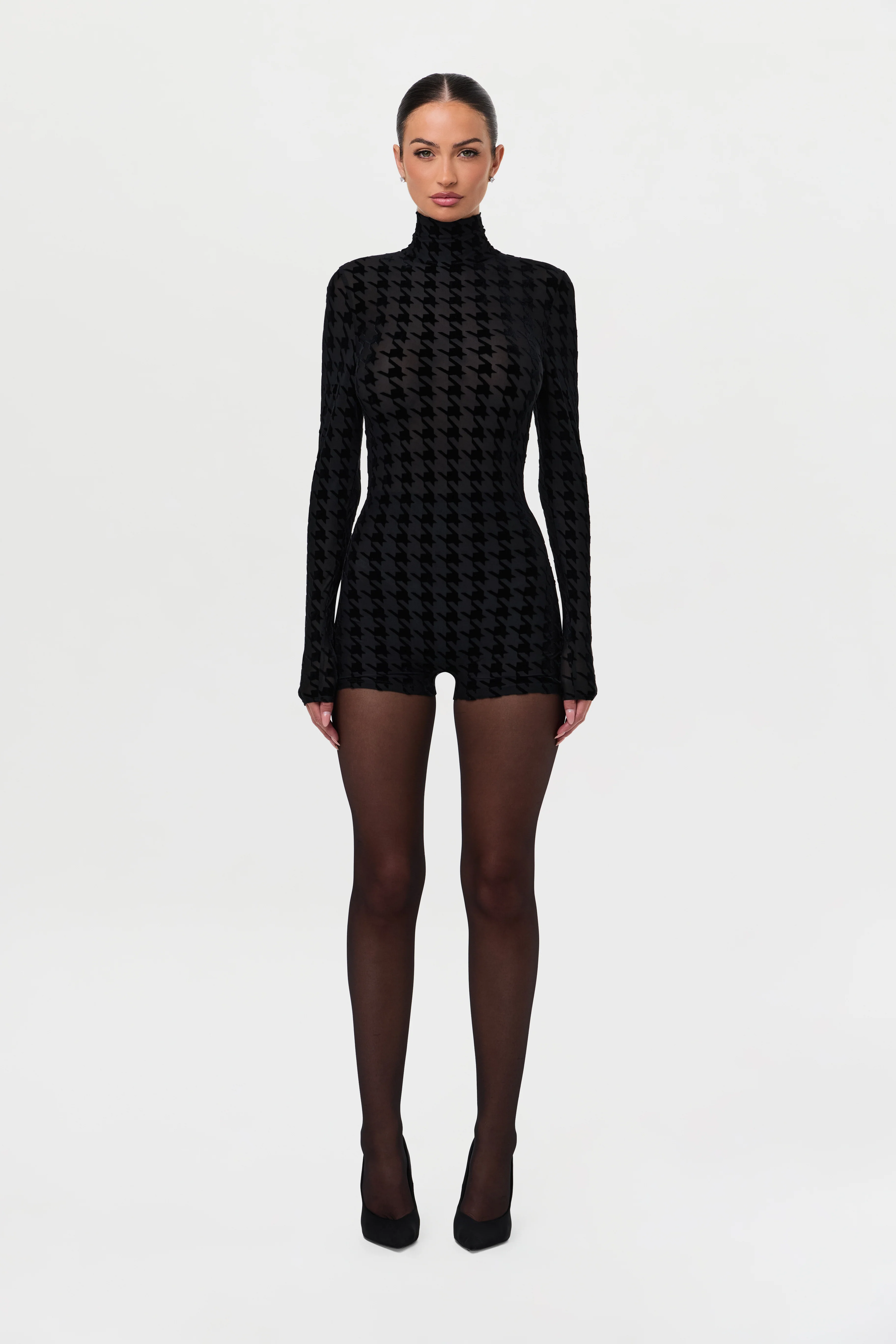Burnout Print Turtleneck Romper - Image 19