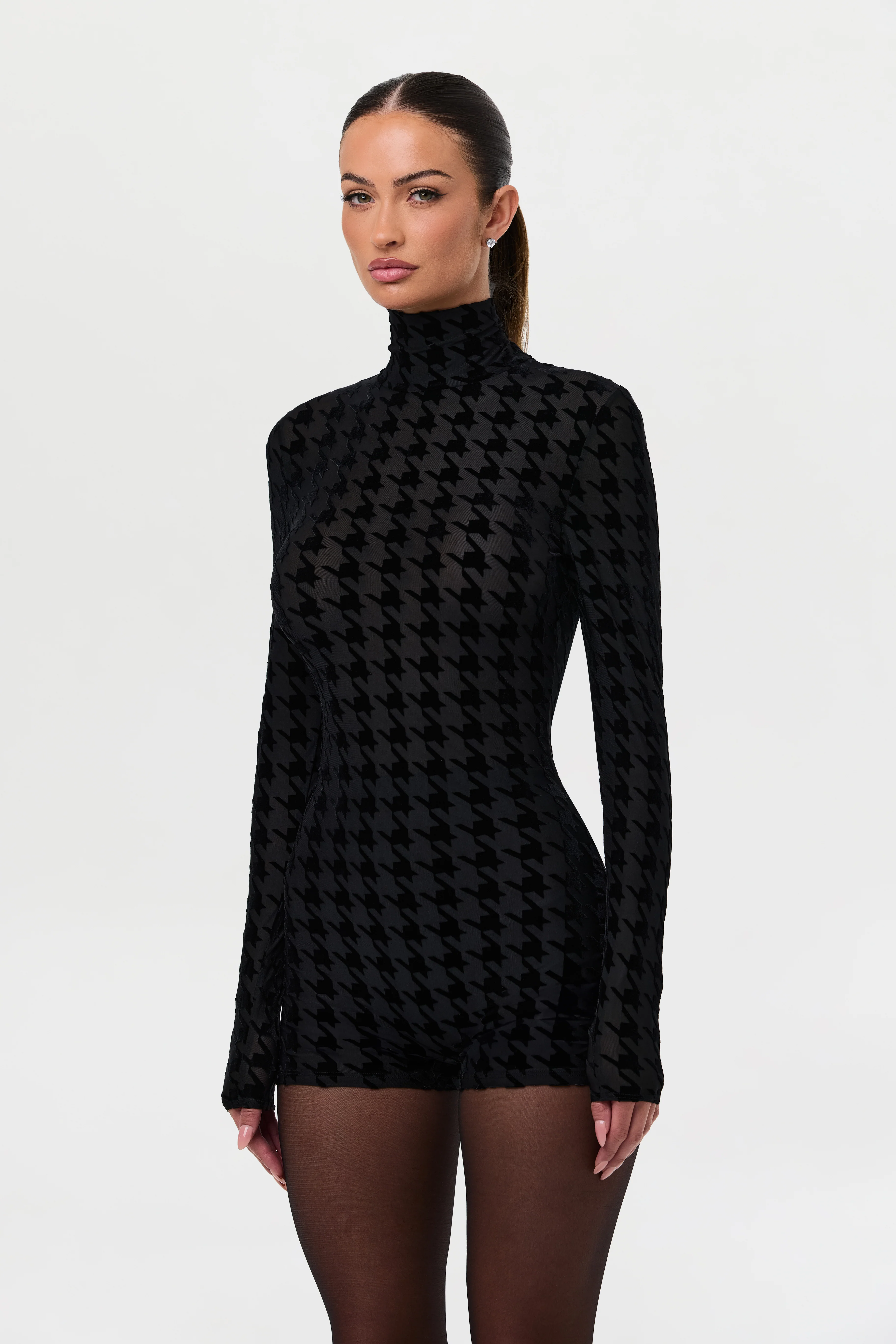 Burnout Print Turtleneck Romper - Image 20