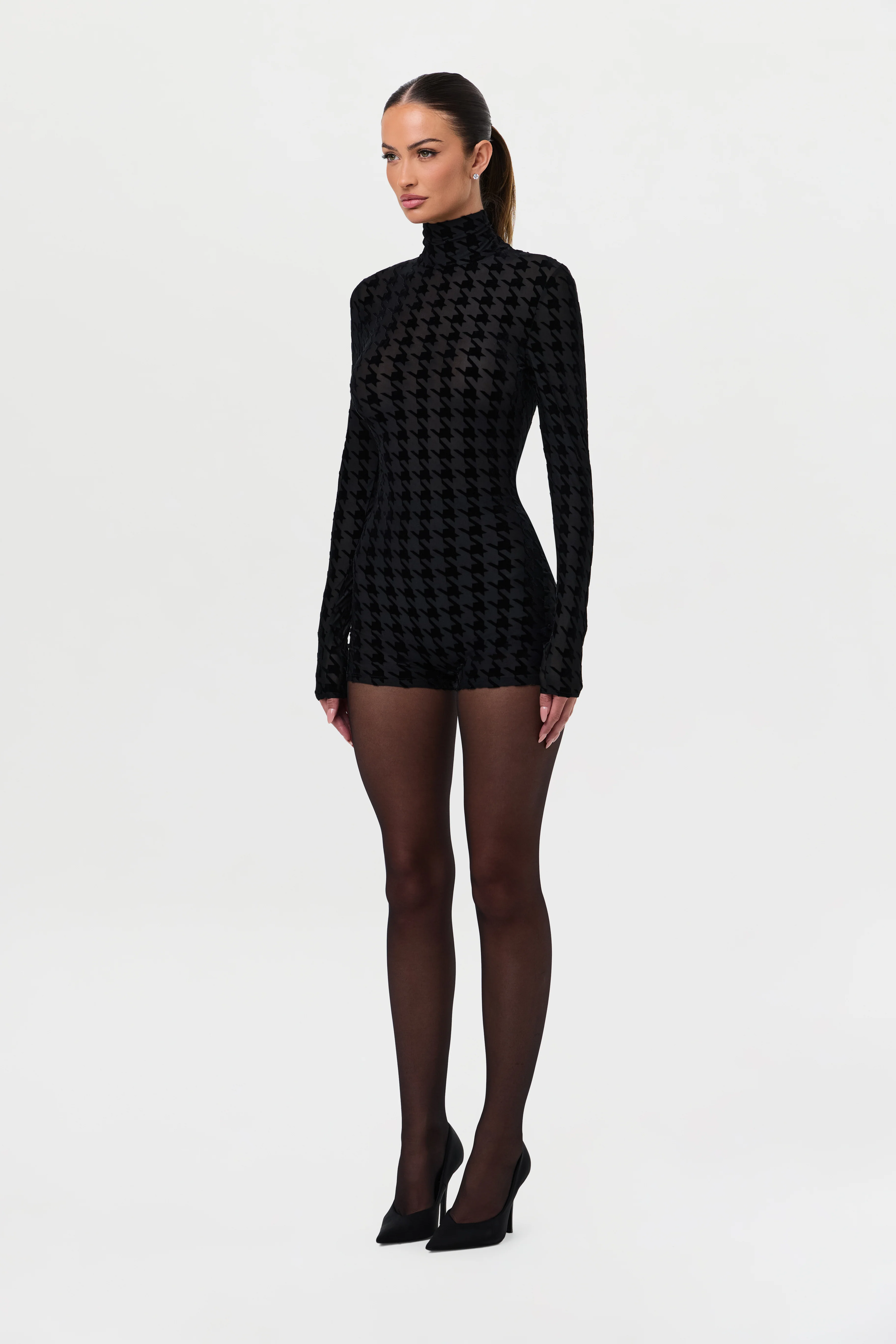 Burnout Print Turtleneck Romper - Image 22