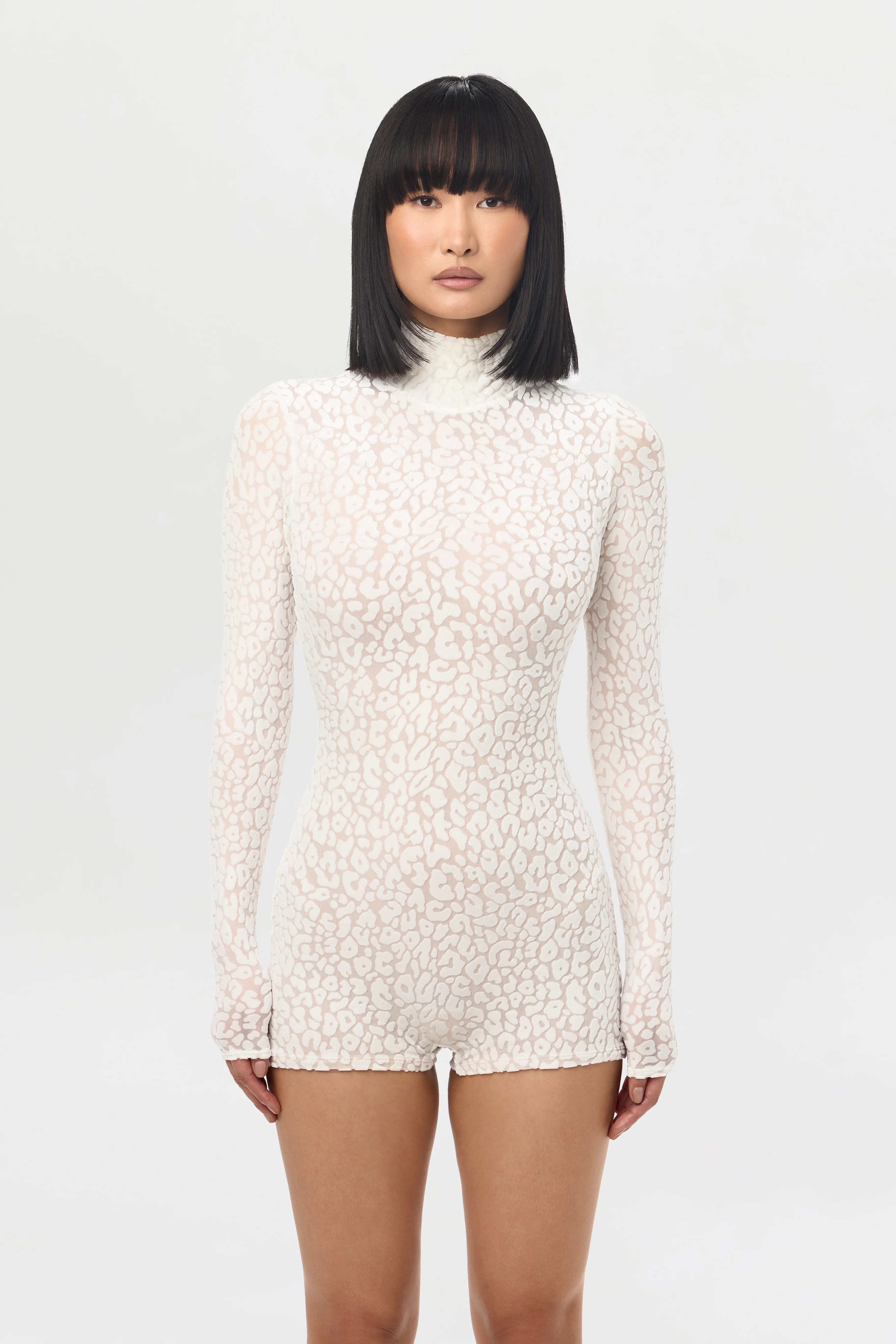 Burnout Print Turtleneck Romper - Image 38