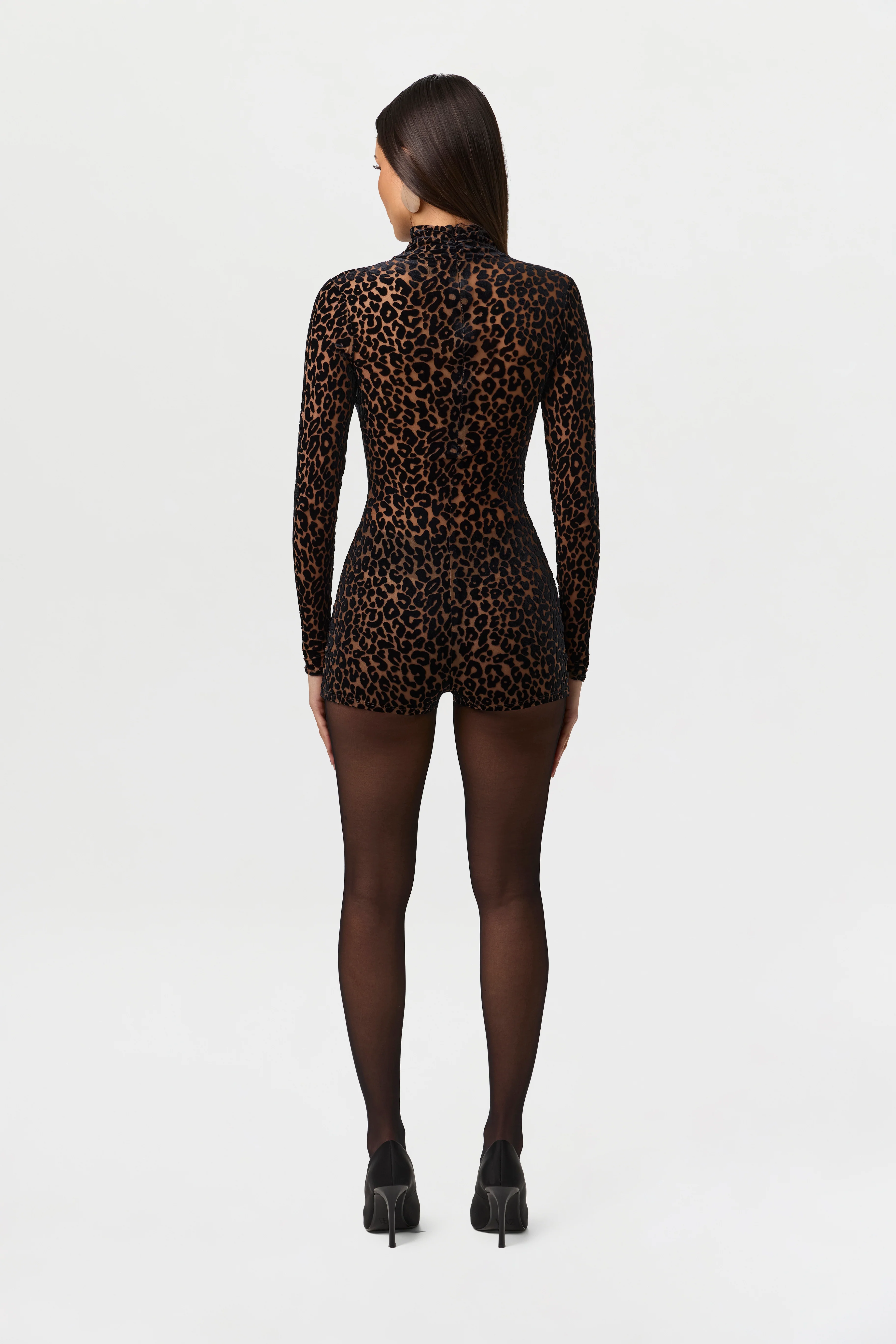 Burnout Print Turtleneck Romper - Image 4