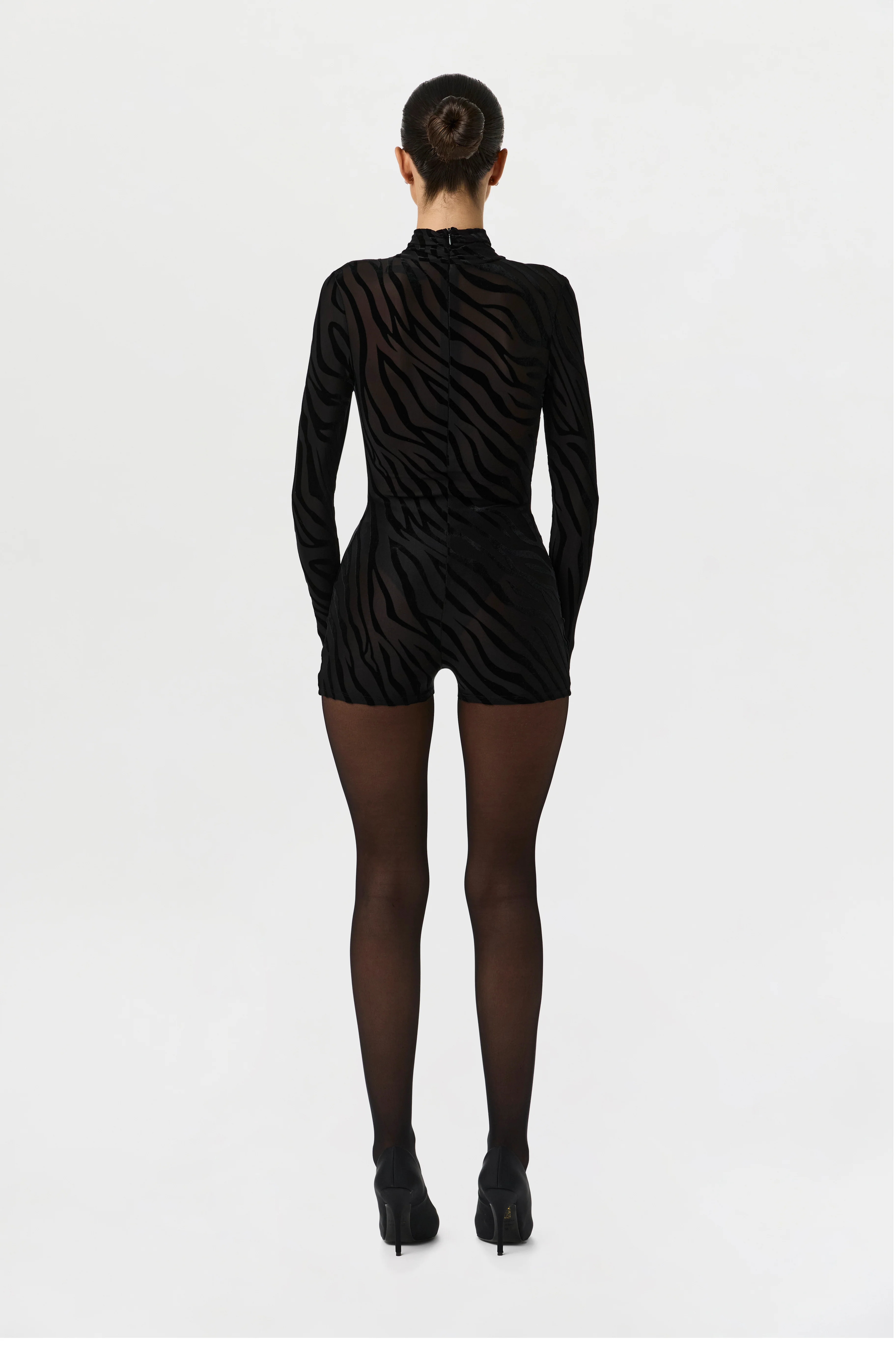 Burnout Print Turtleneck Romper - Image 46