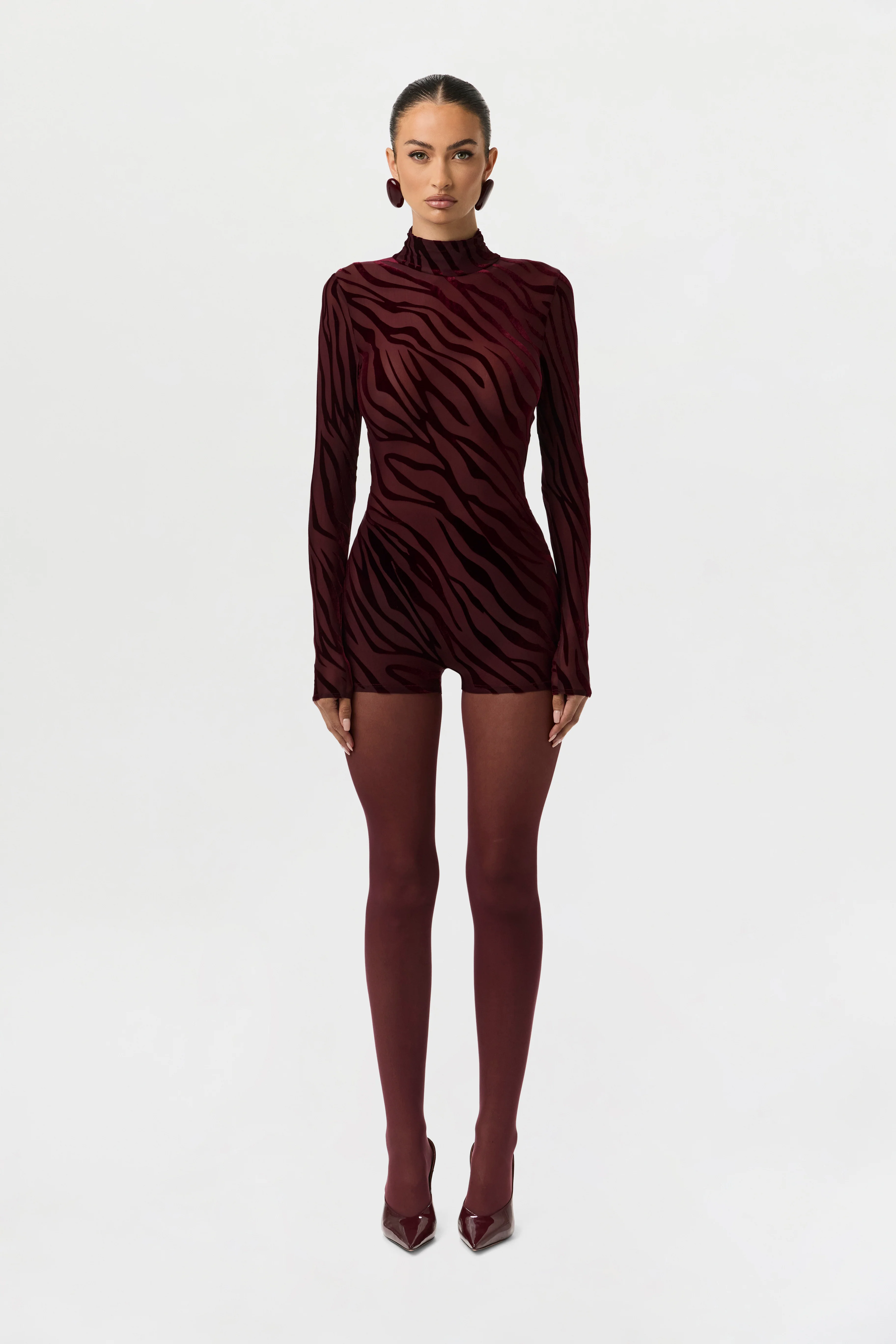 Burnout Print Turtleneck Romper - Image 9