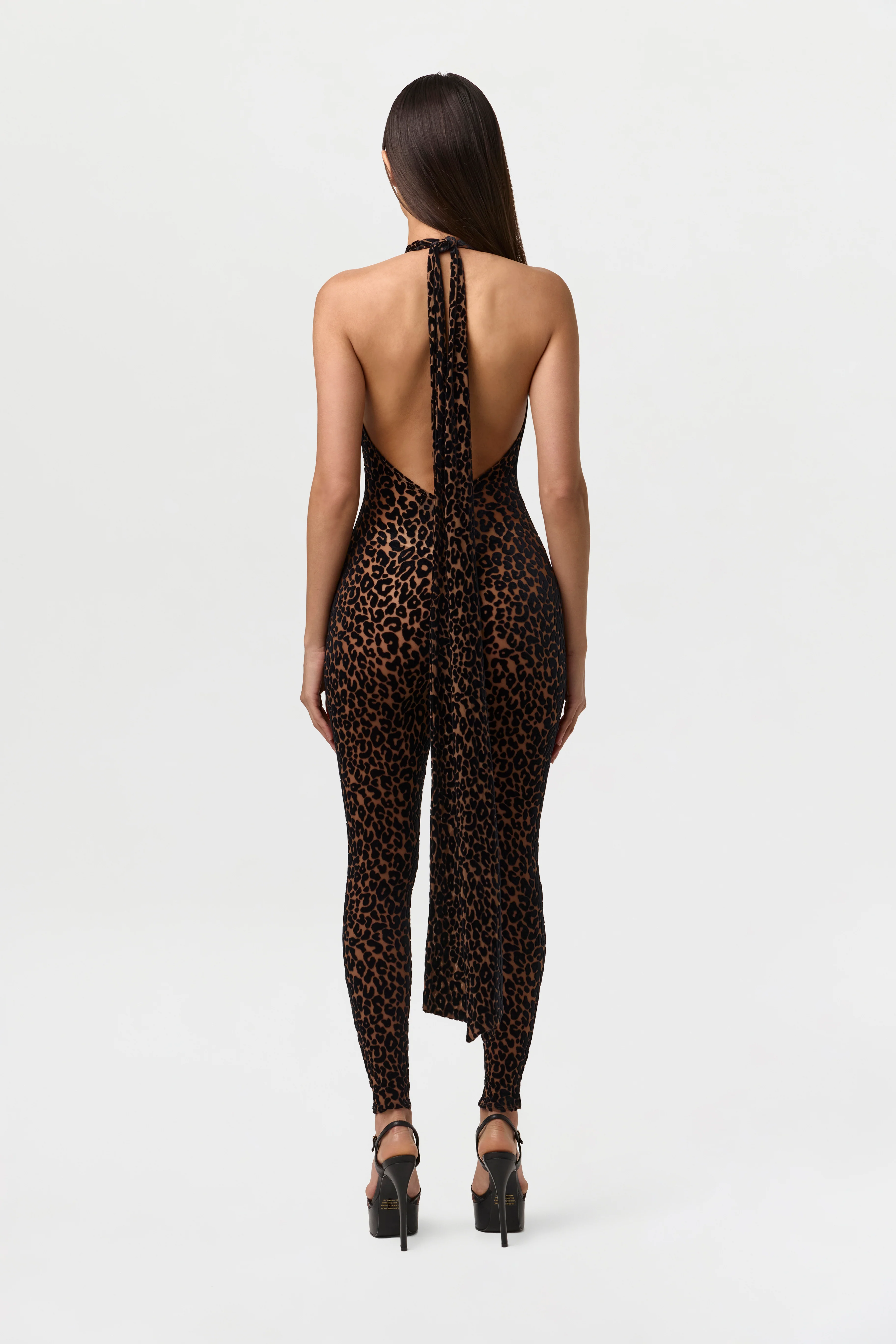 Burnout Print Halter Jumpsuit - Image 3