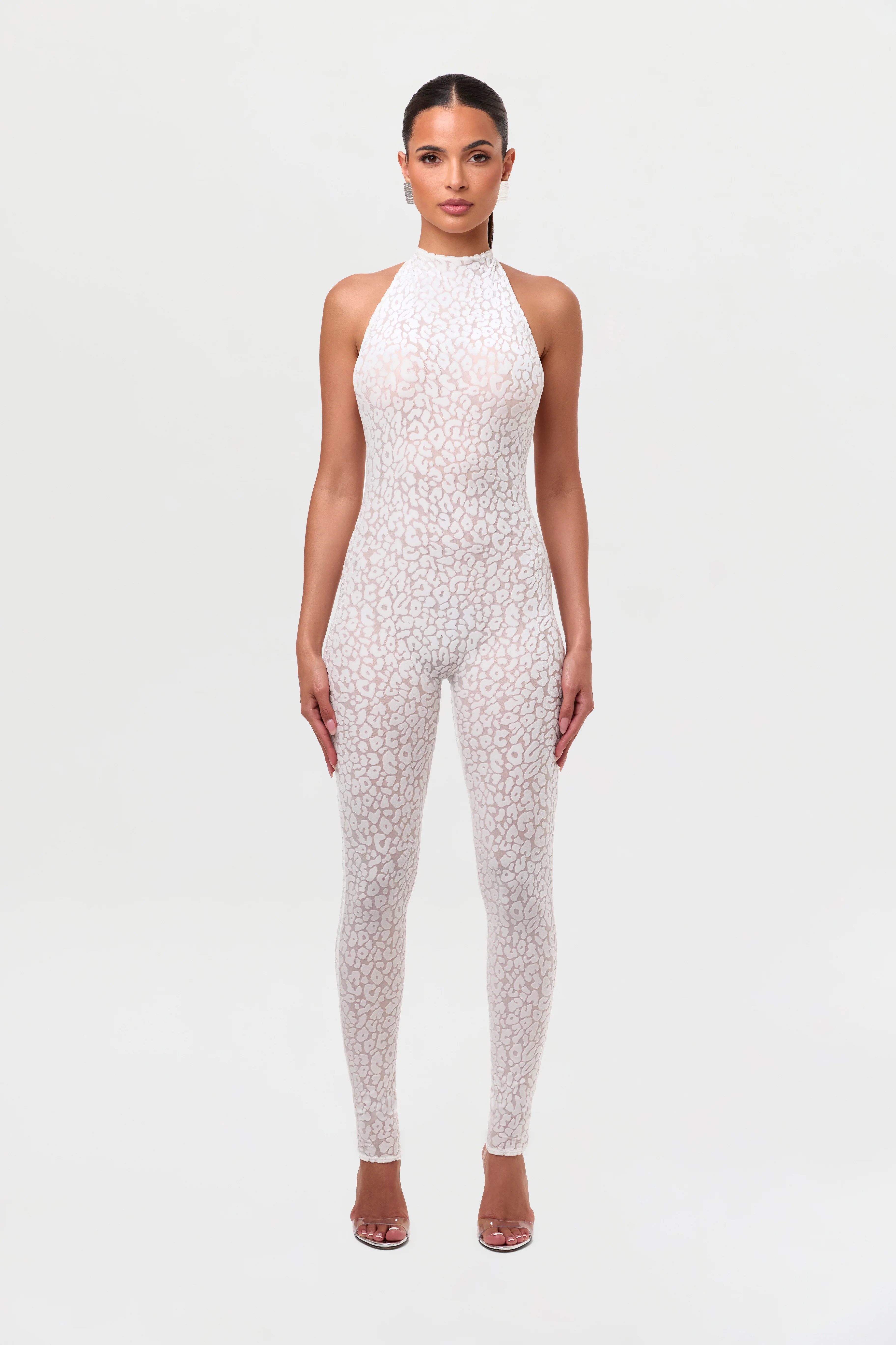 Burnout Print Halter Jumpsuit - Image 7