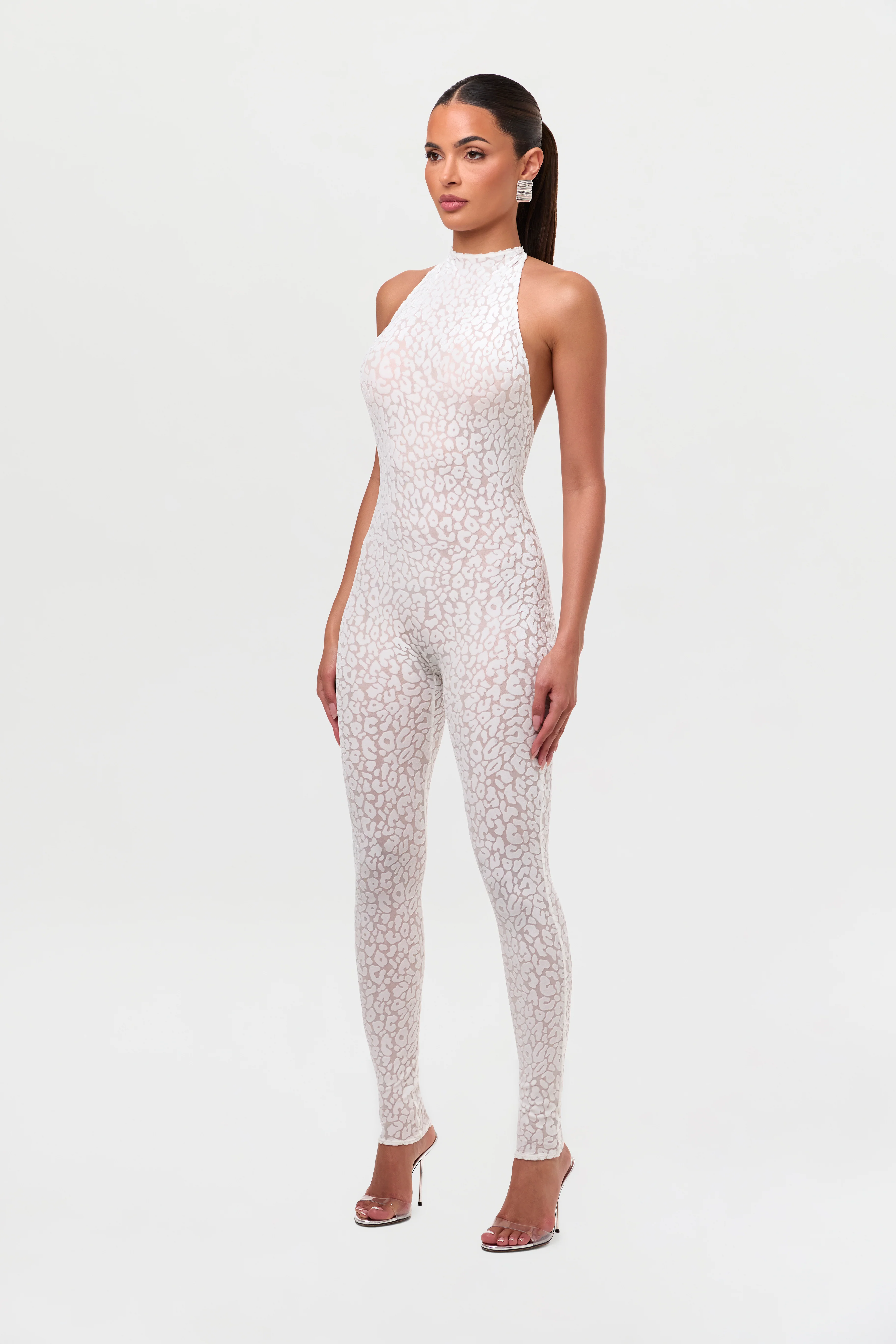 Burnout Print Halter Jumpsuit - Image 8