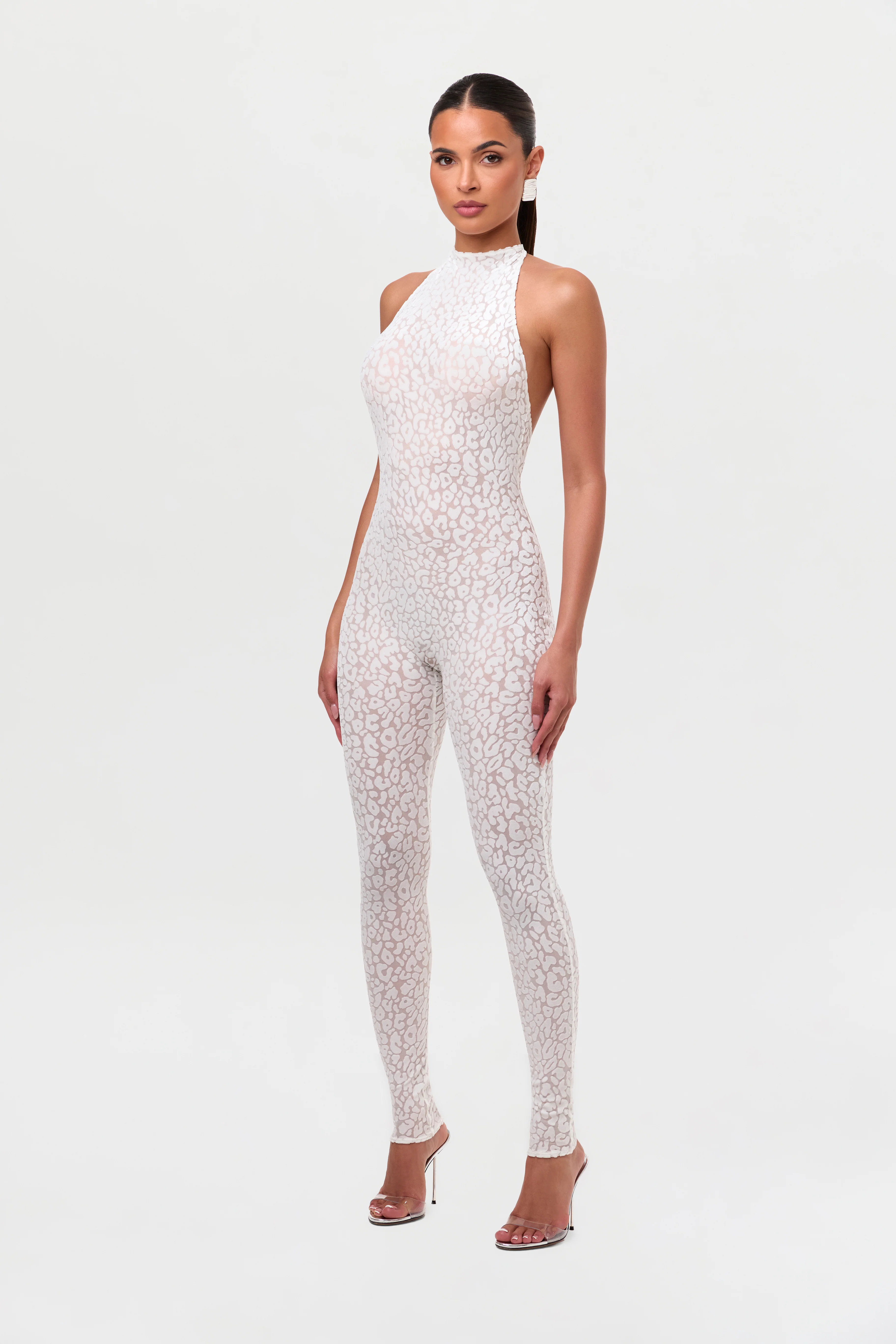 Burnout Print Halter Jumpsuit - Image 9