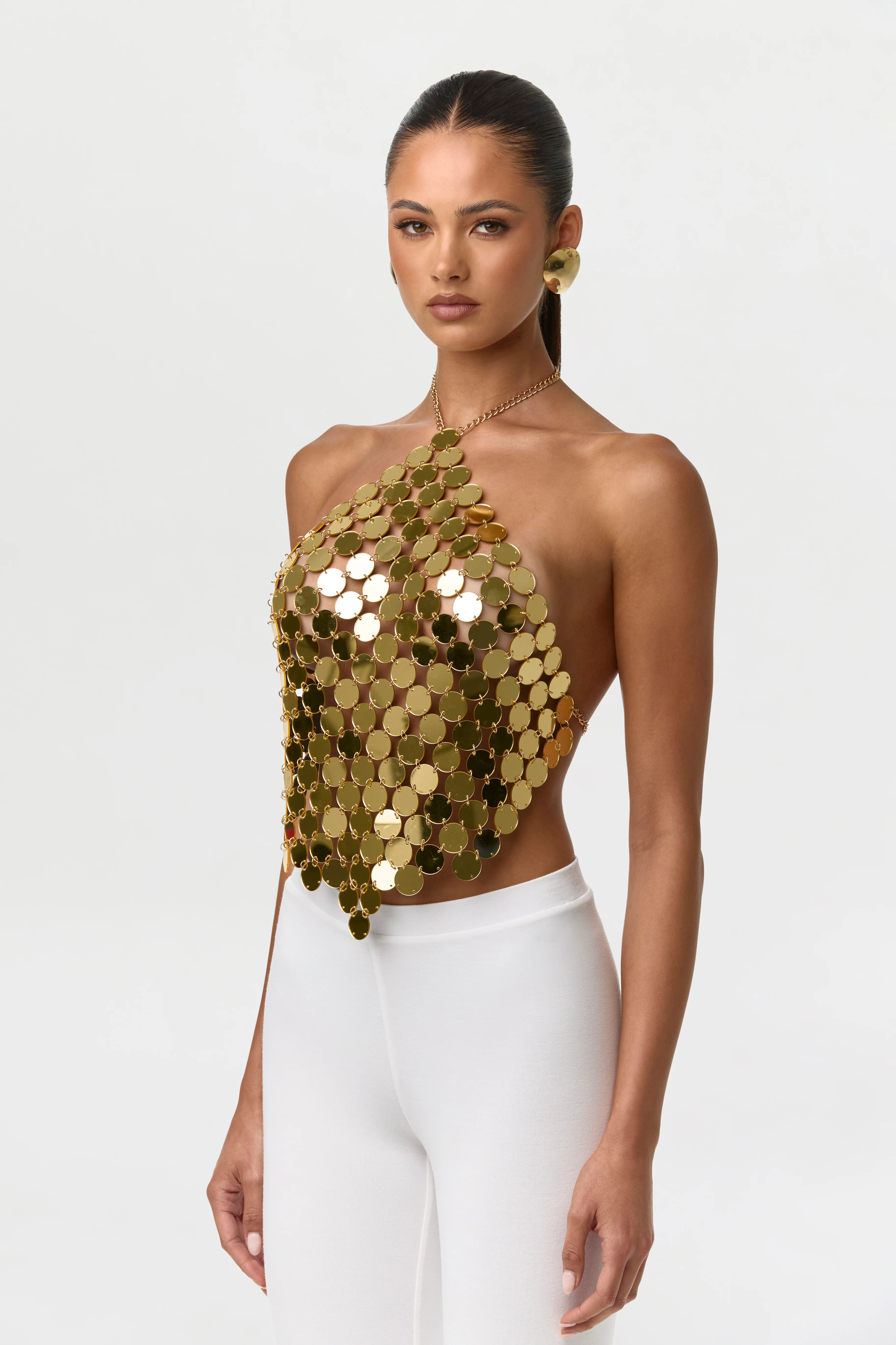 Chain Link Sequin Halter Top - Image 3