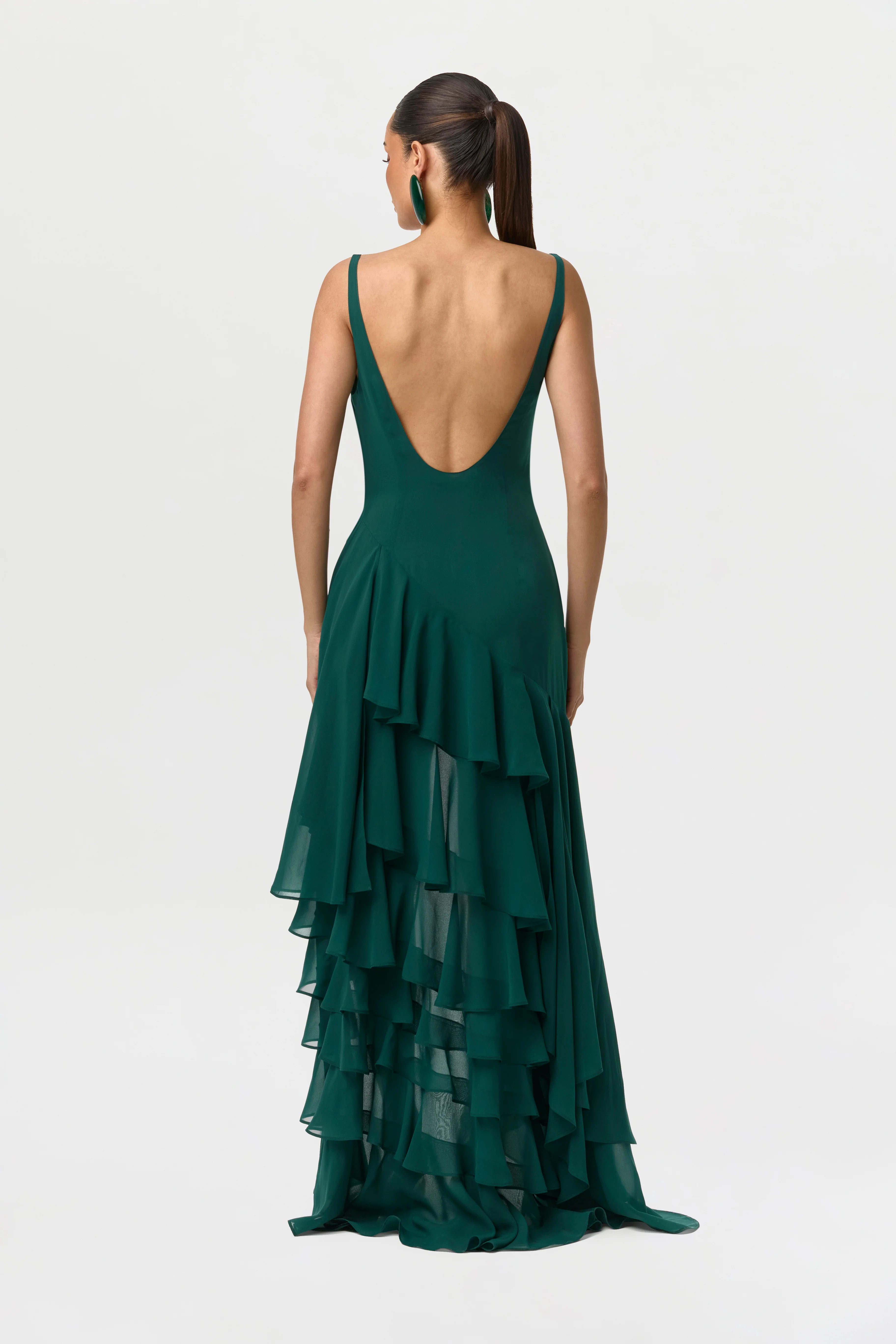 Chiffon Asymmetric Ruffle Dress - Image 4