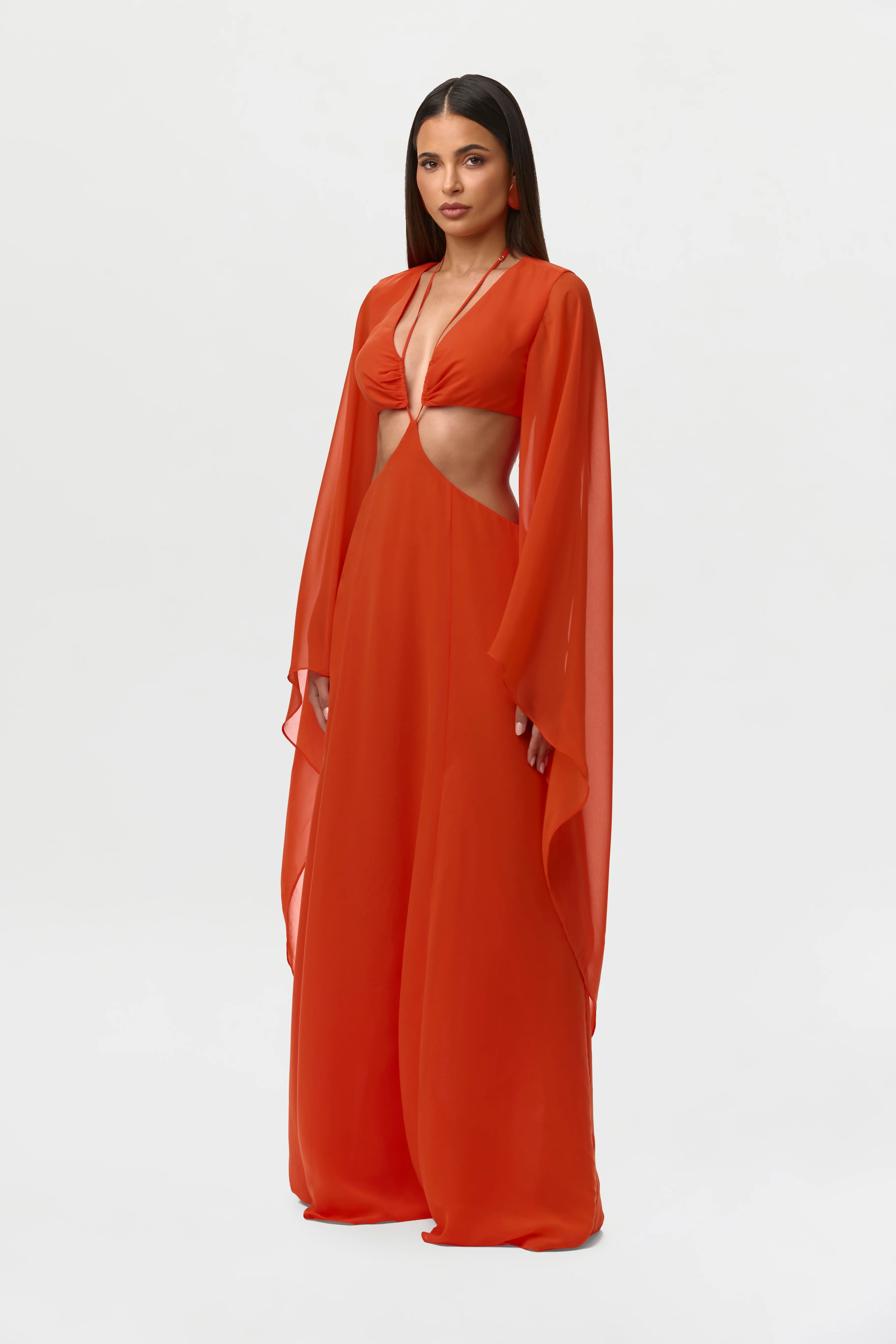 Chiffon Cutout Maxi Dress - Image 3