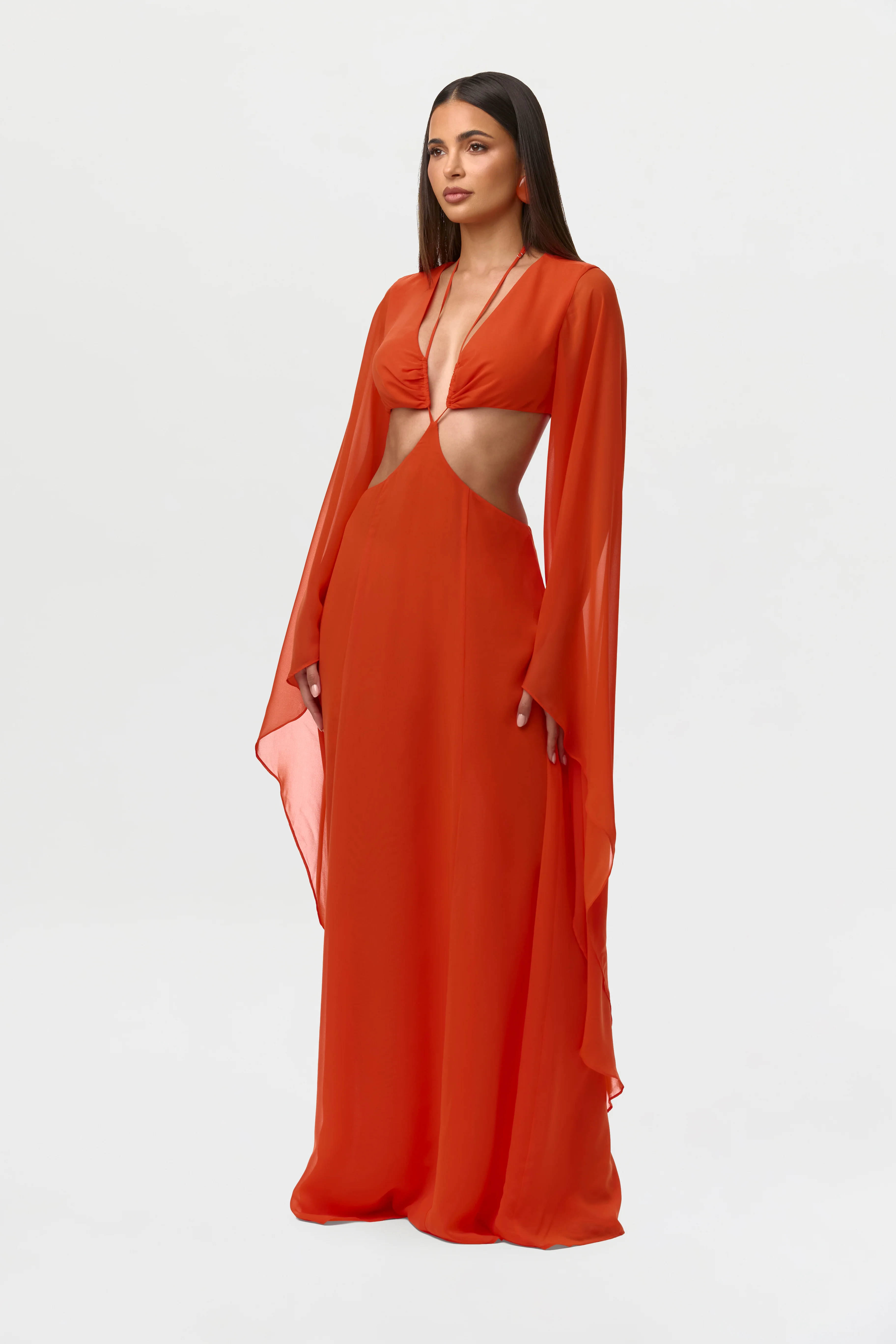 Chiffon Cutout Maxi Dress - Image 4