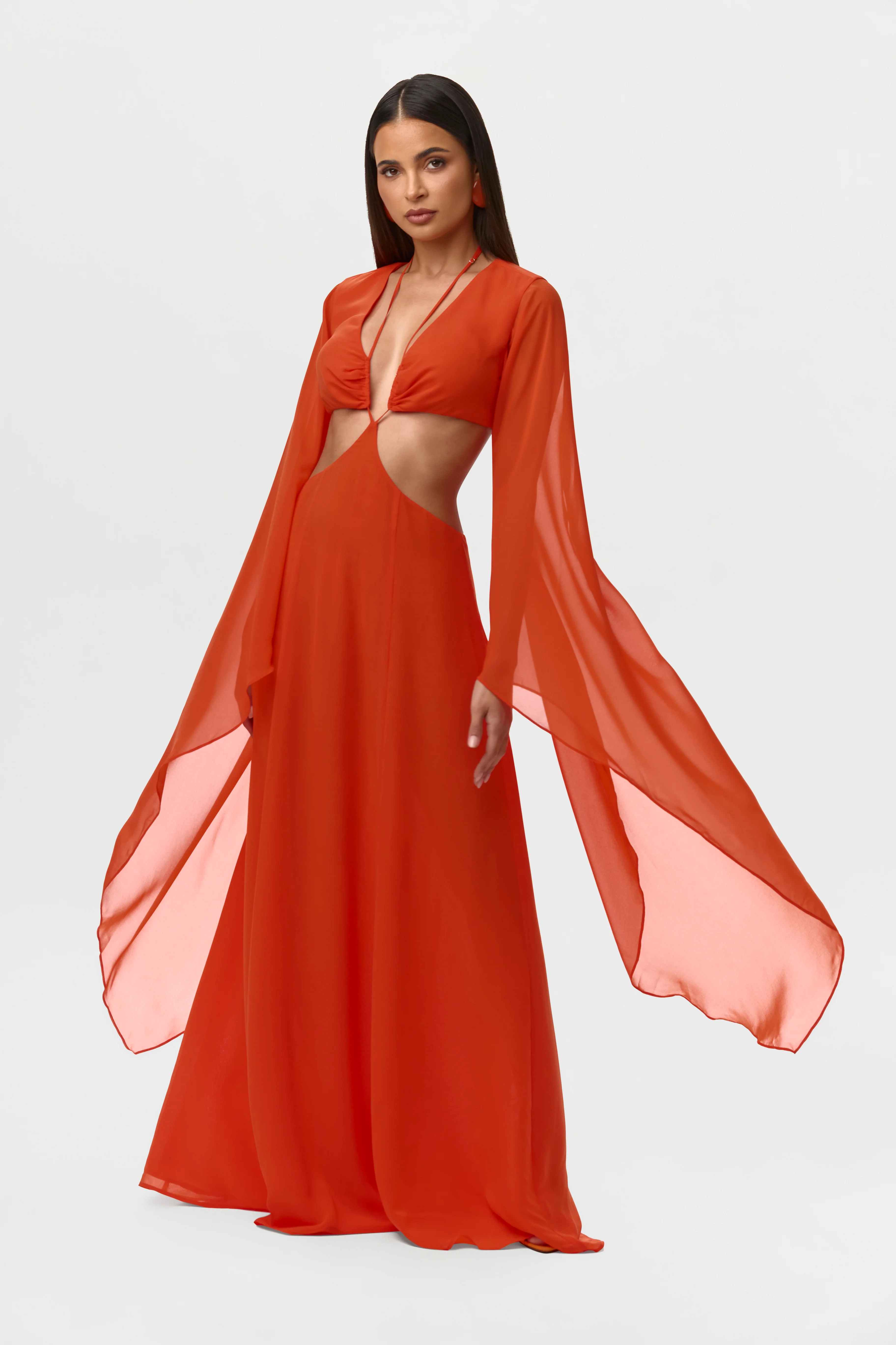 Chiffon Cutout Maxi Dress - Image 5