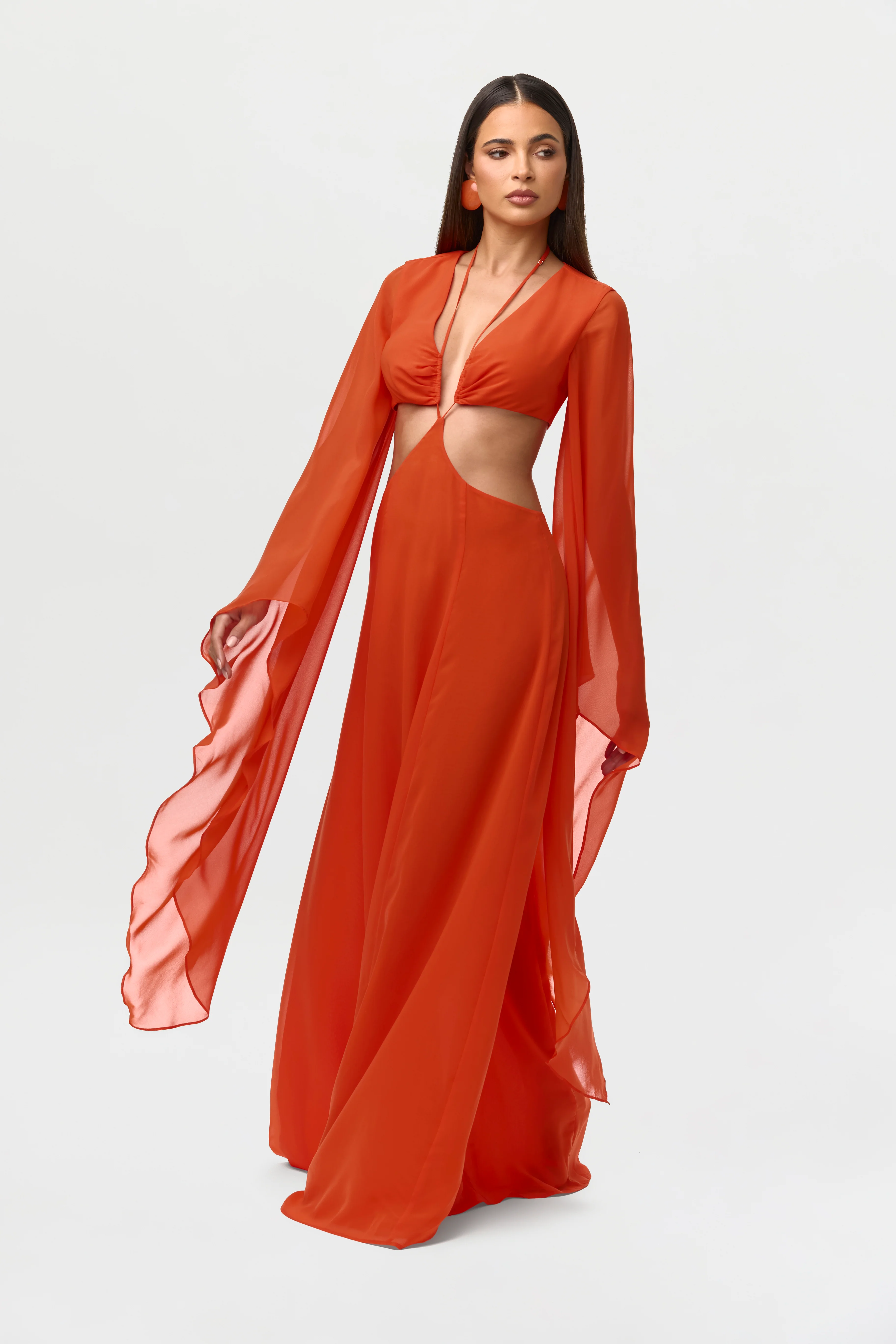 Chiffon Cutout Maxi Dress - Image 6