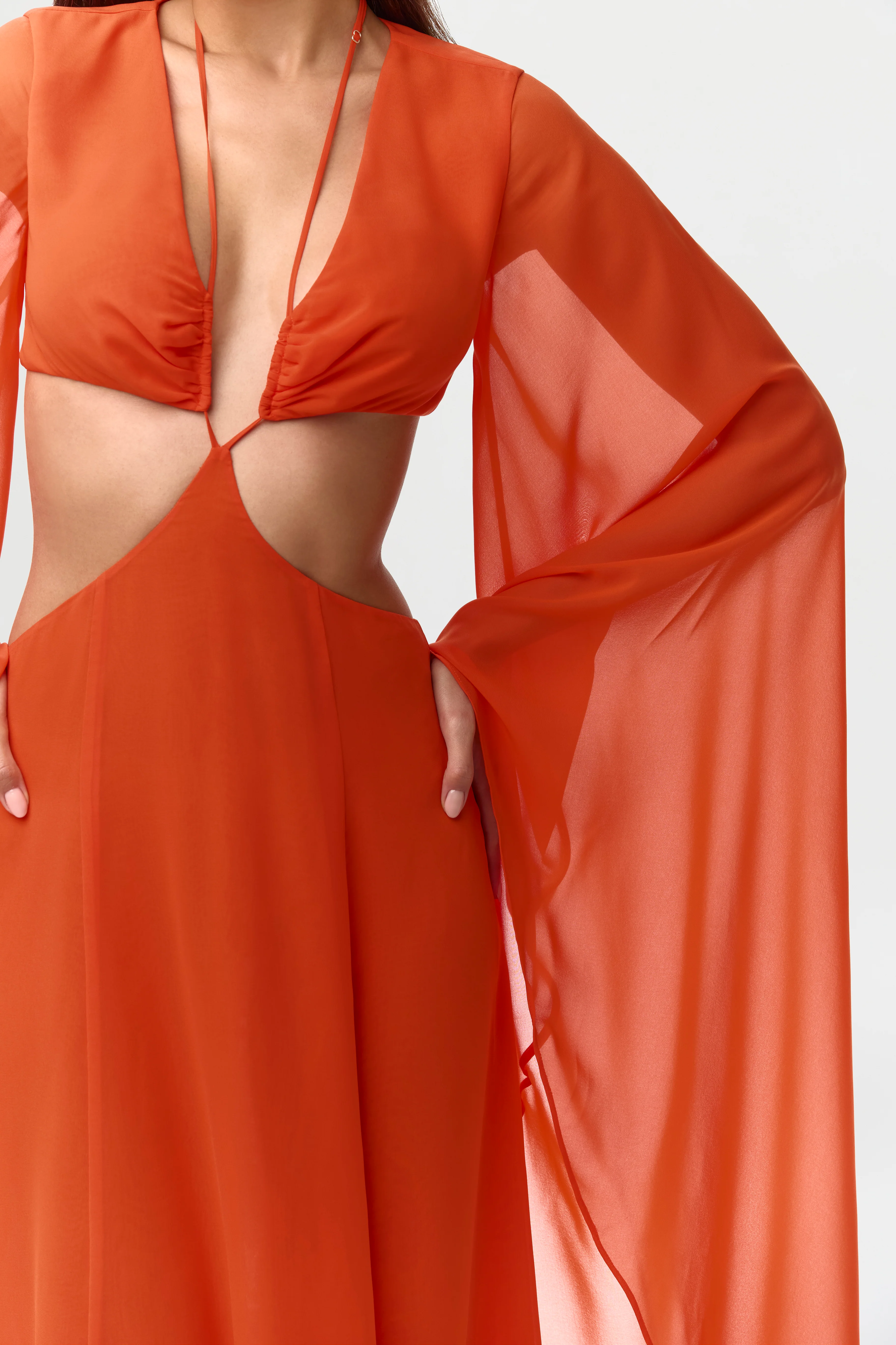 Chiffon Cutout Maxi Dress - Image 8