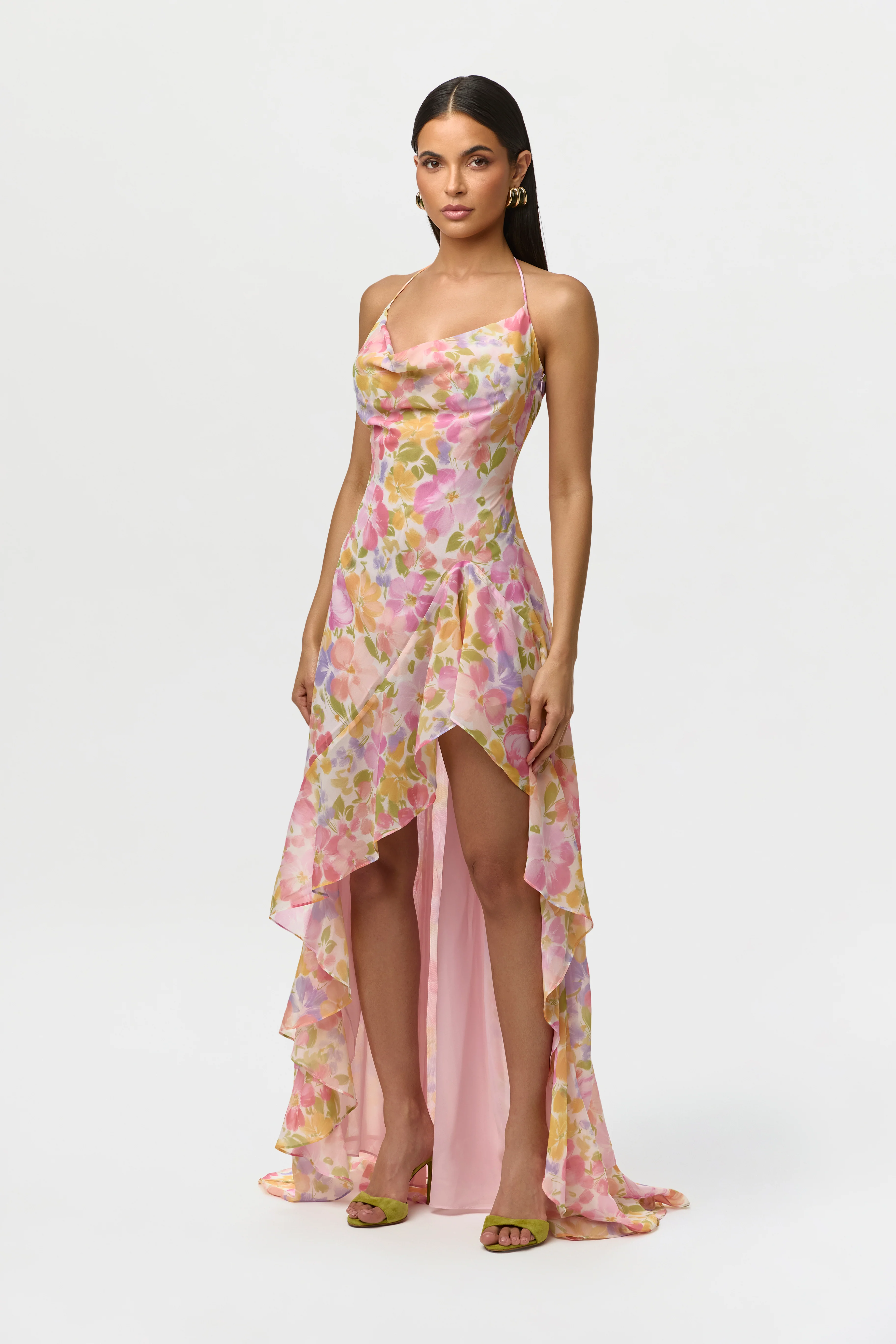 Chiffon Print Ruffle Dress - Image 3