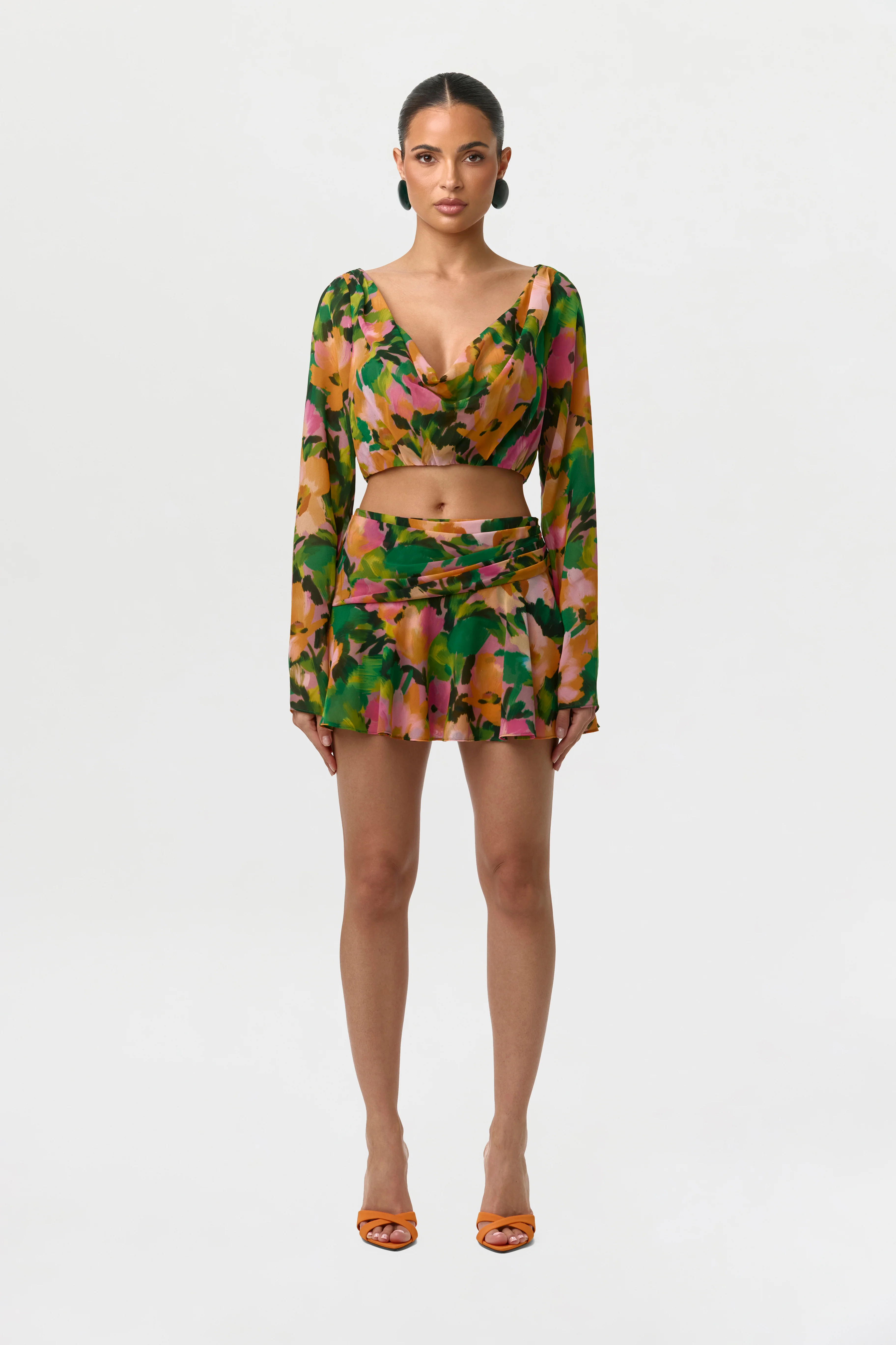 Chiffon Print Ruffle Mini Skirt - Image 3