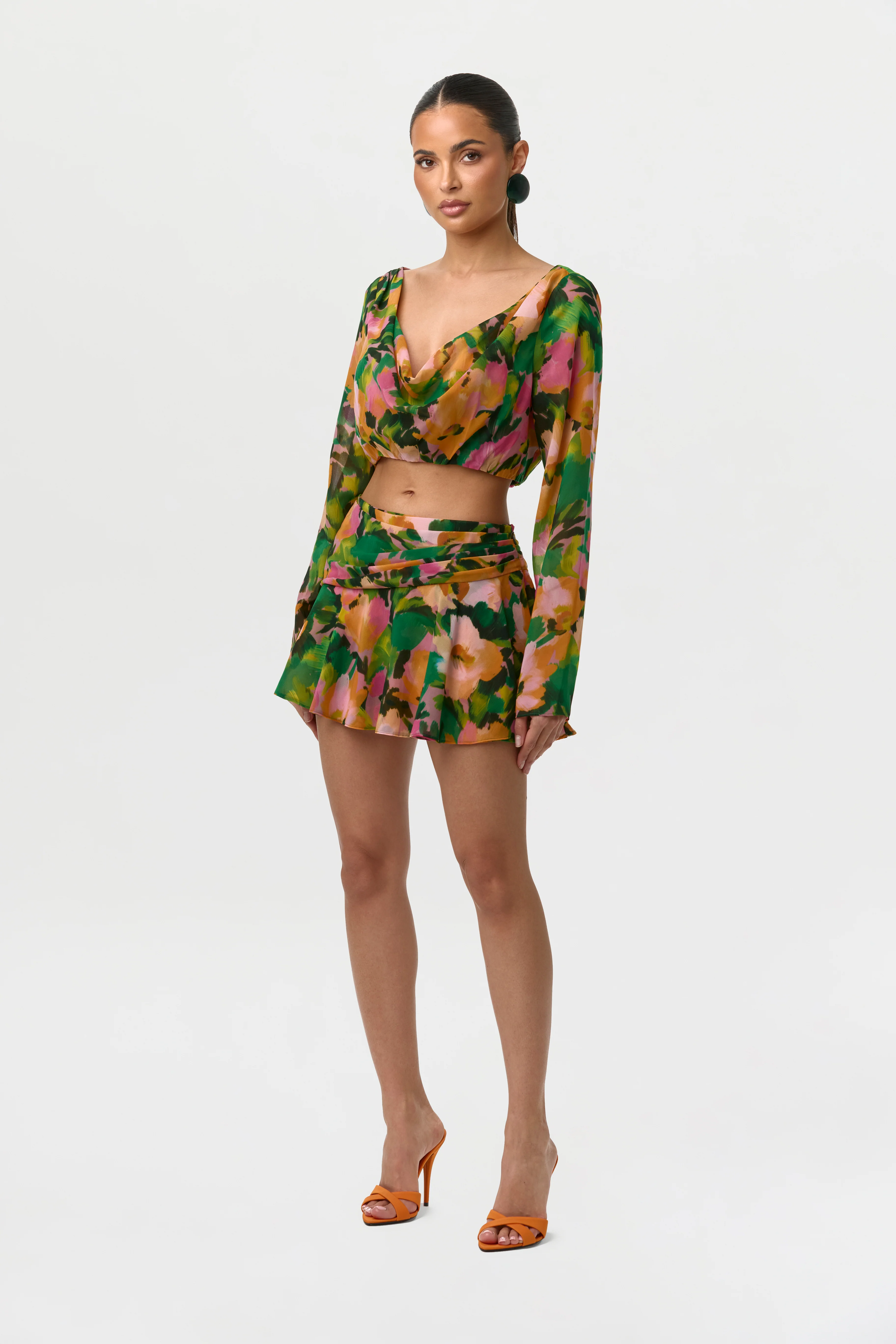 Chiffon Print Ruffle Mini Skirt - Image 4