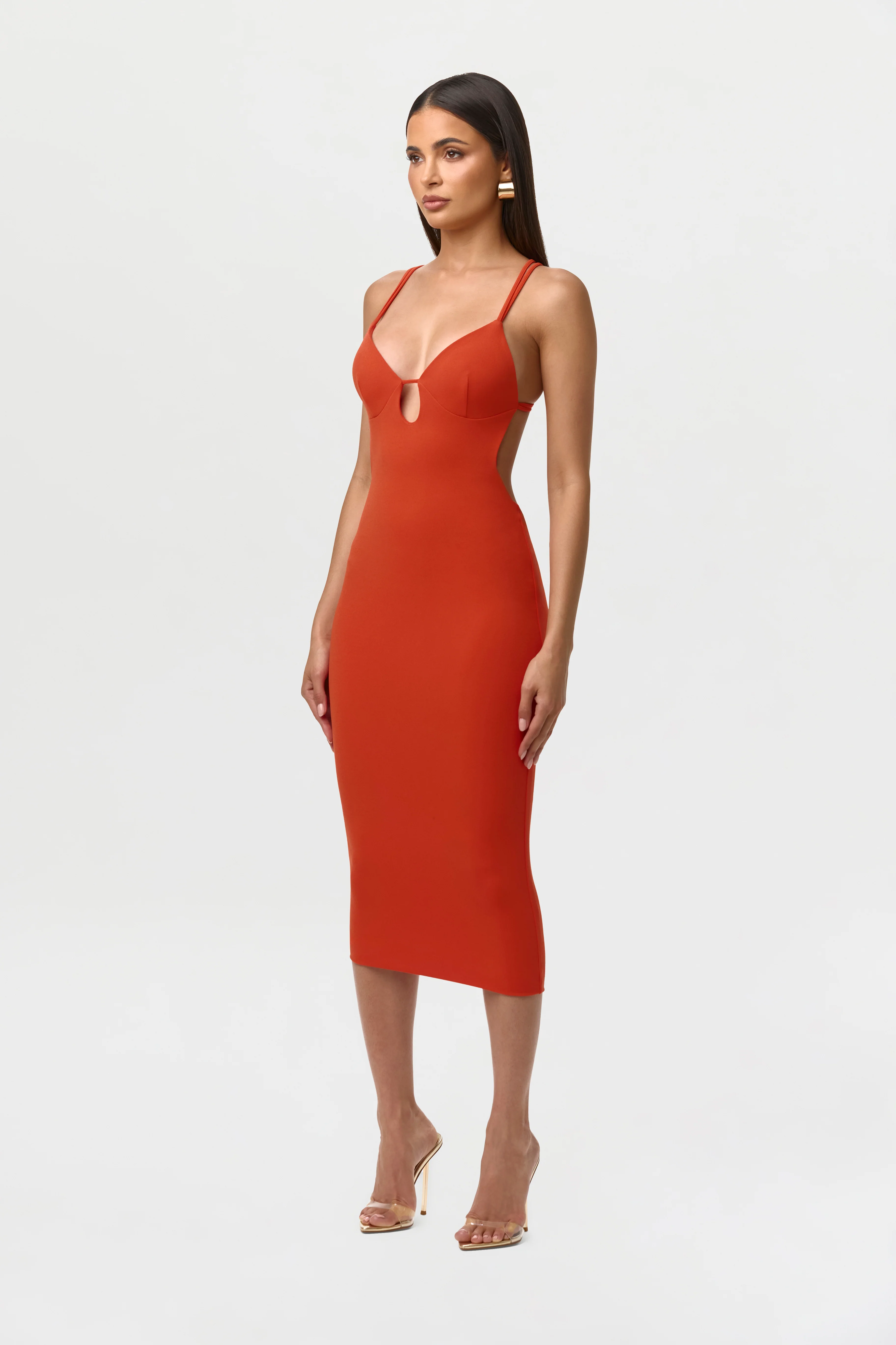 Crepe Keyhole Open Back Dress - Image 2