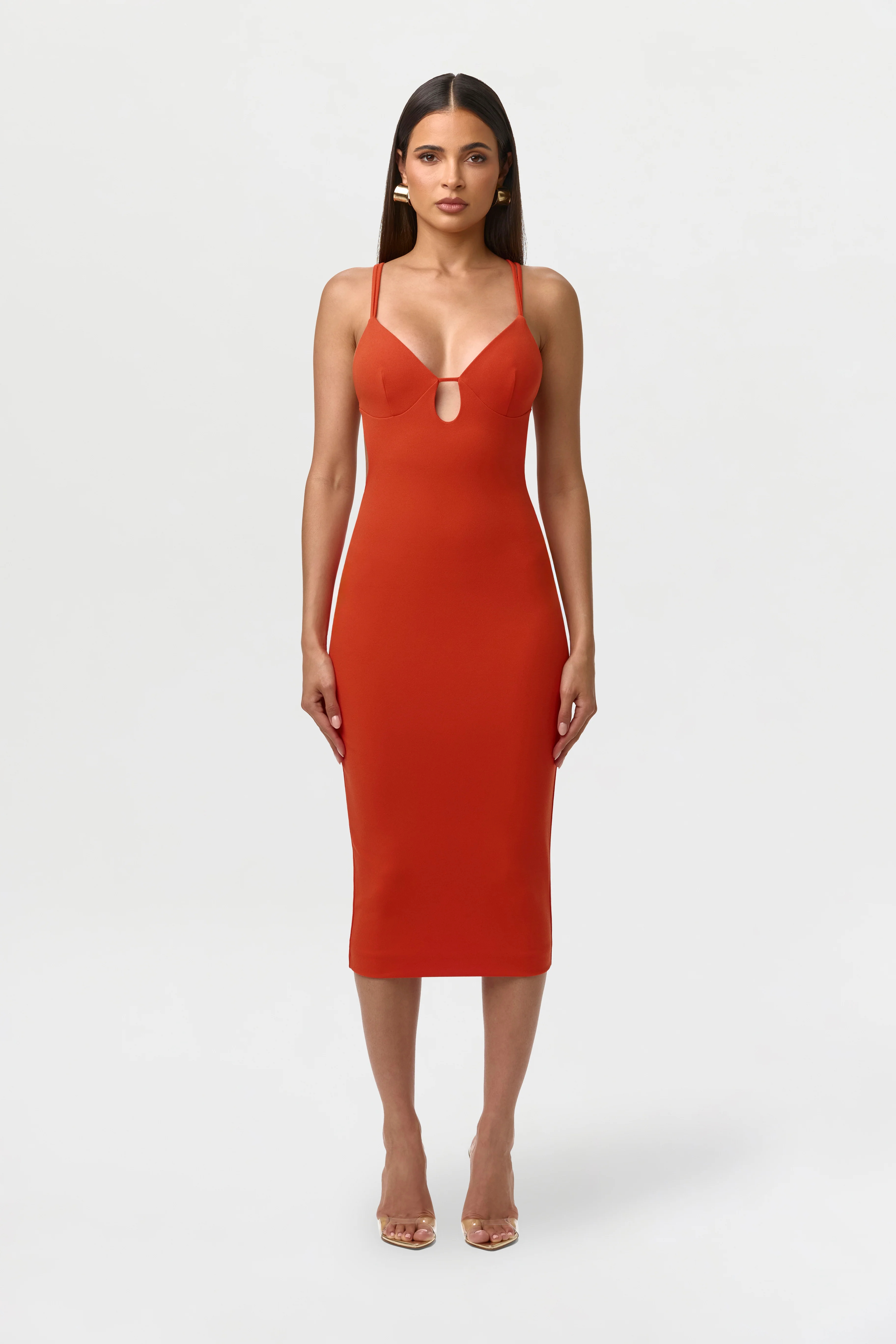 Crepe Keyhole Open Back Dress - Image 4