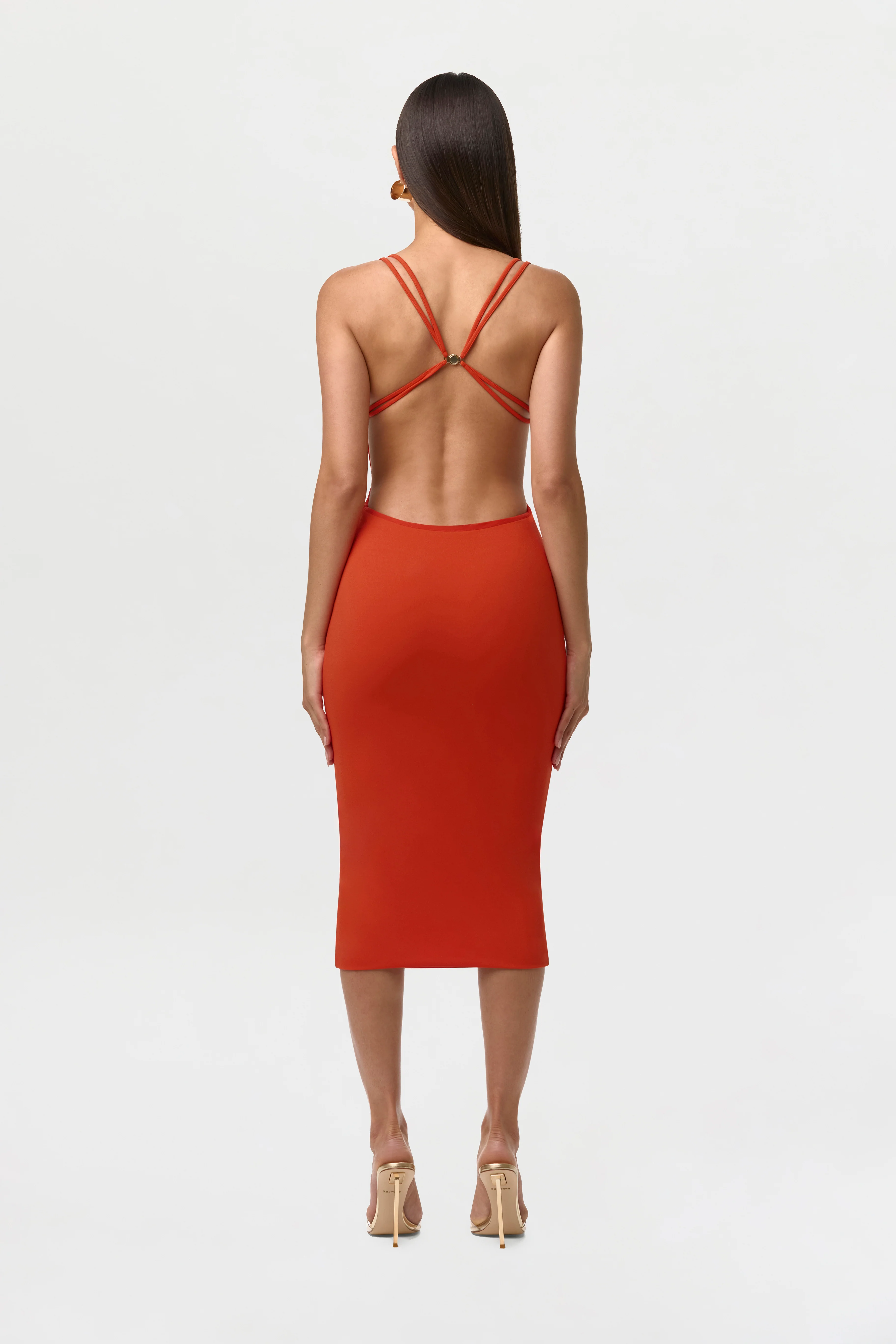 Crepe Keyhole Open Back Dress - Image 5