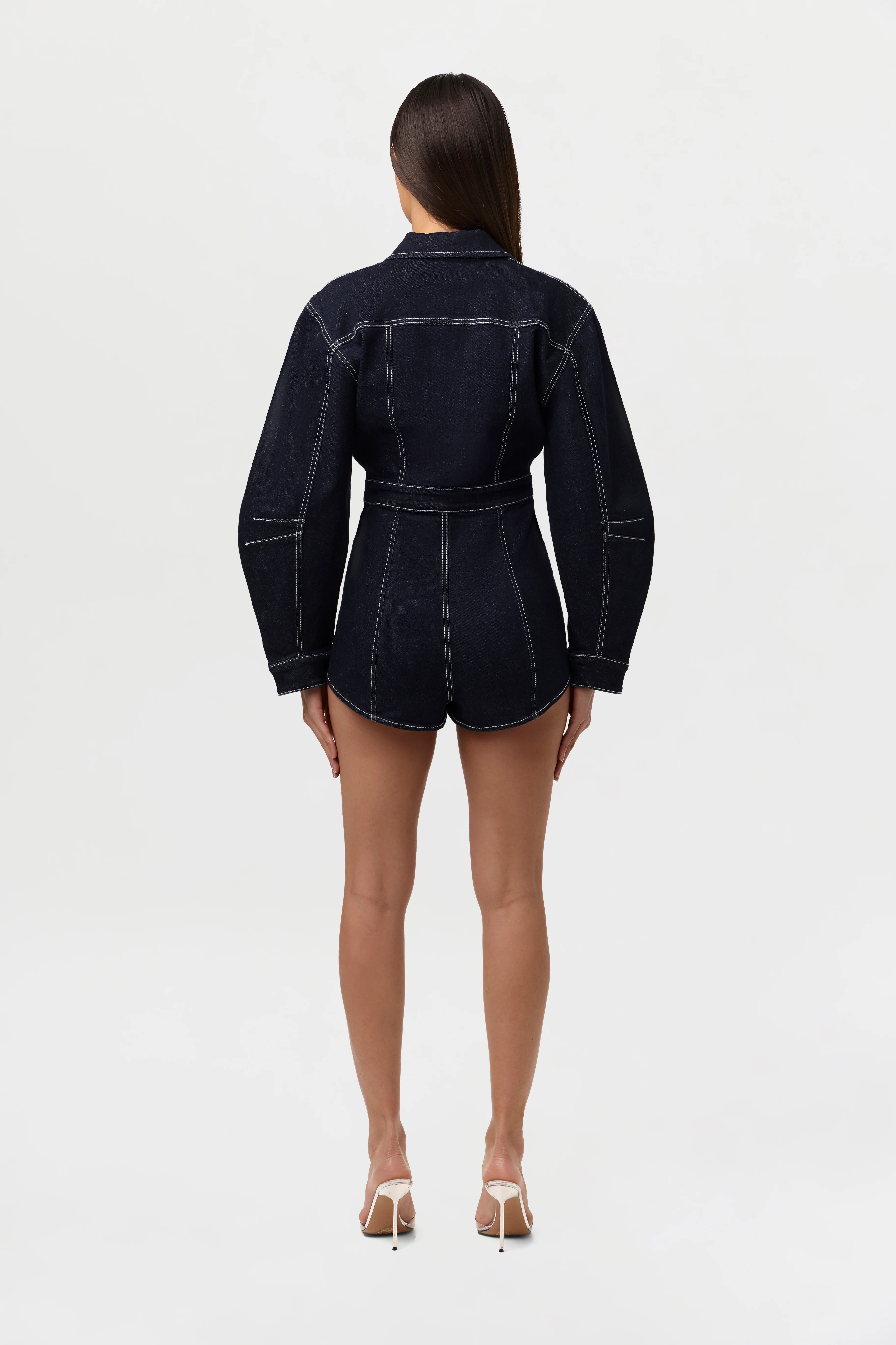 Denim  Zip Up Romper - Image 4