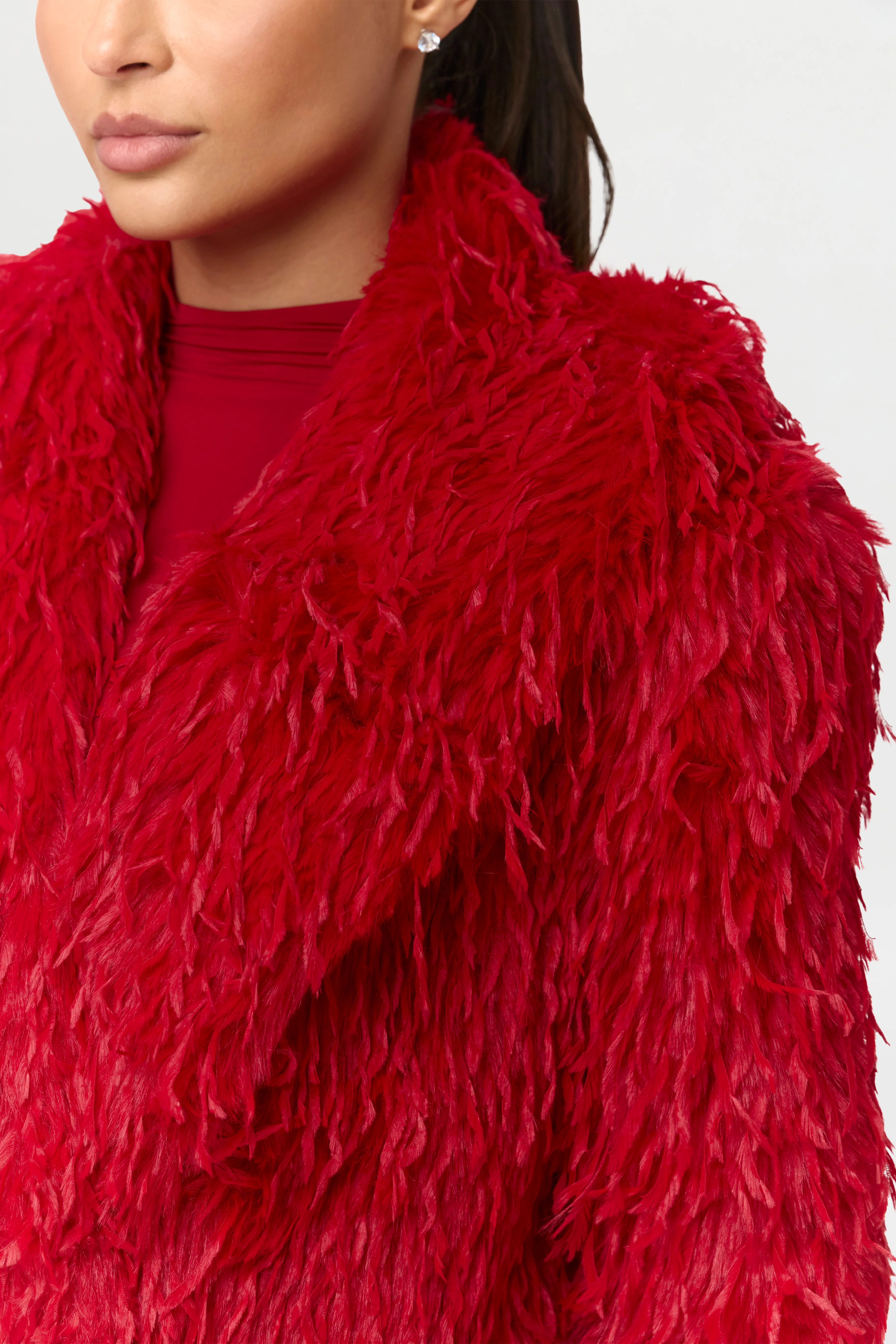 Faux Feather Long Coat - Image 13