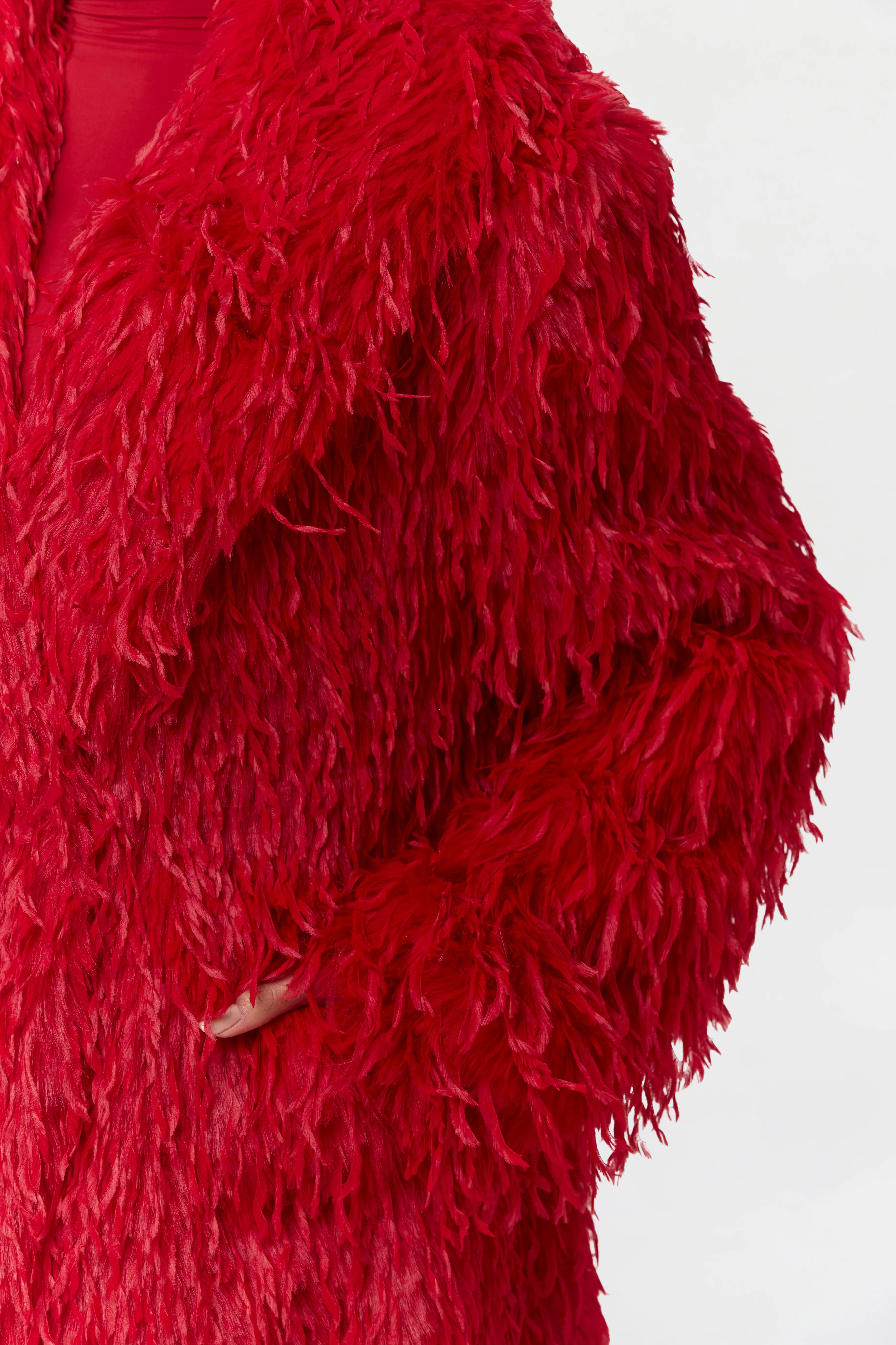 Faux Feather Long Coat - Image 15
