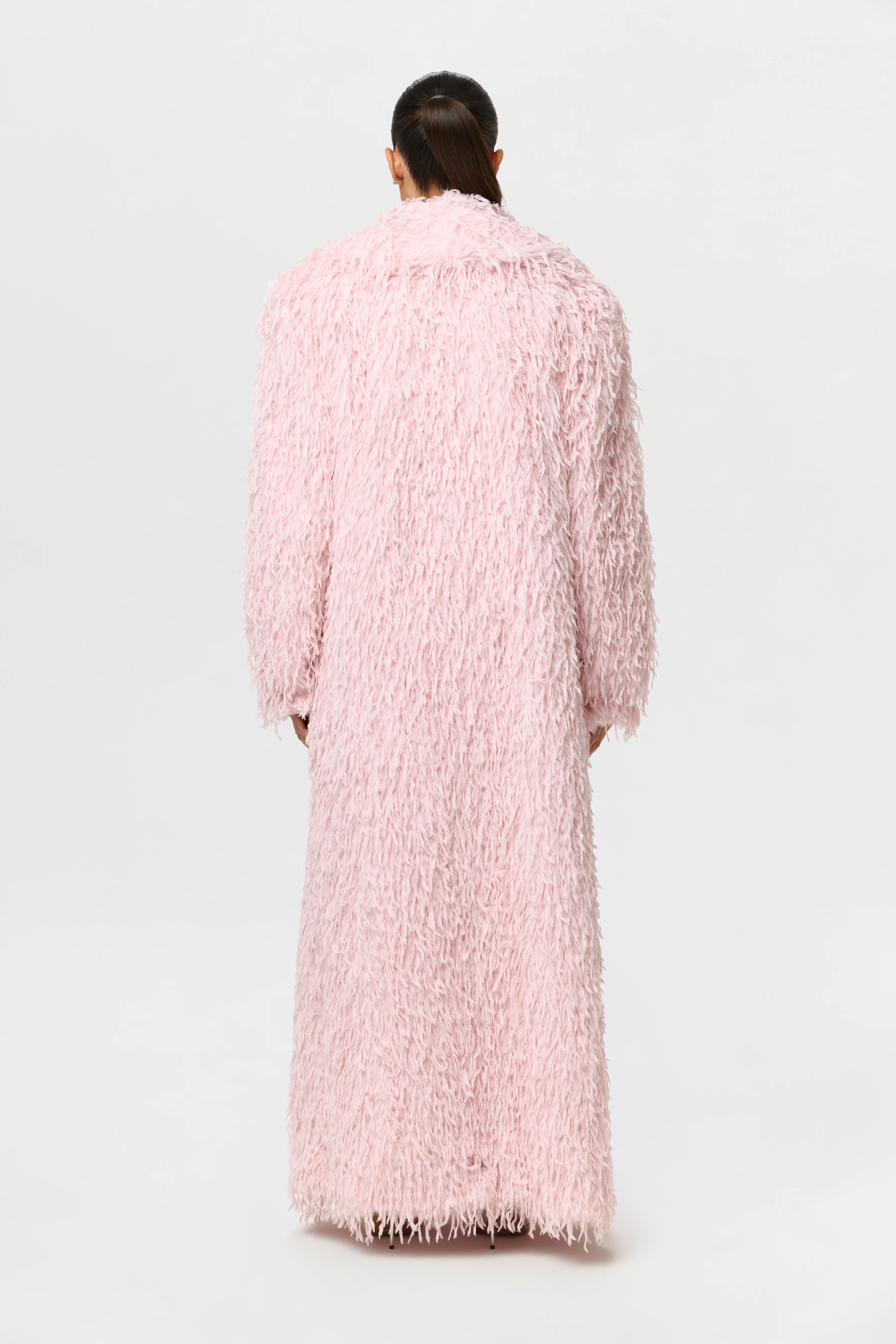Faux Feather Long Coat - Image 3
