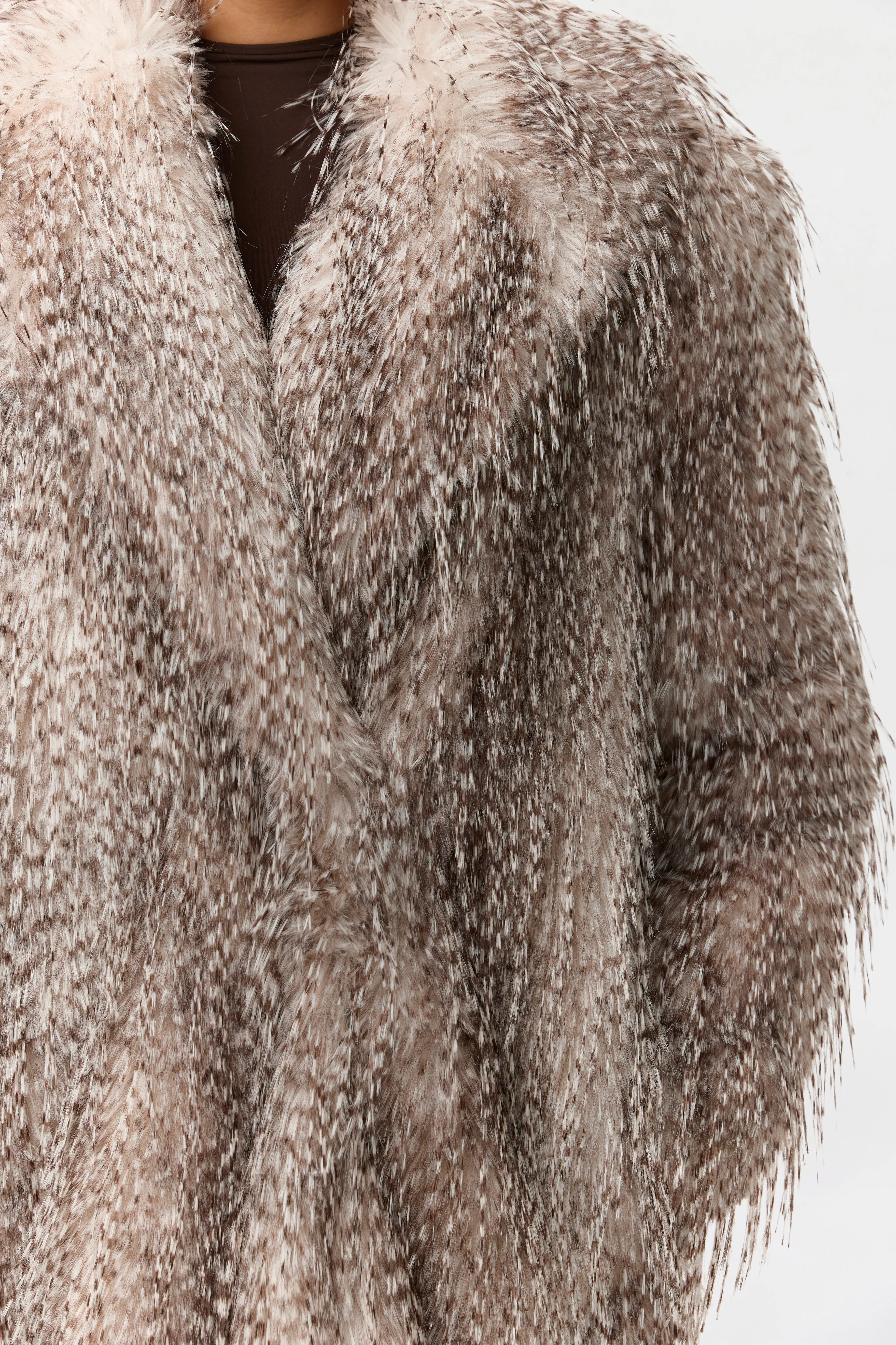 Faux Feather Plush Long Coat - Image 4