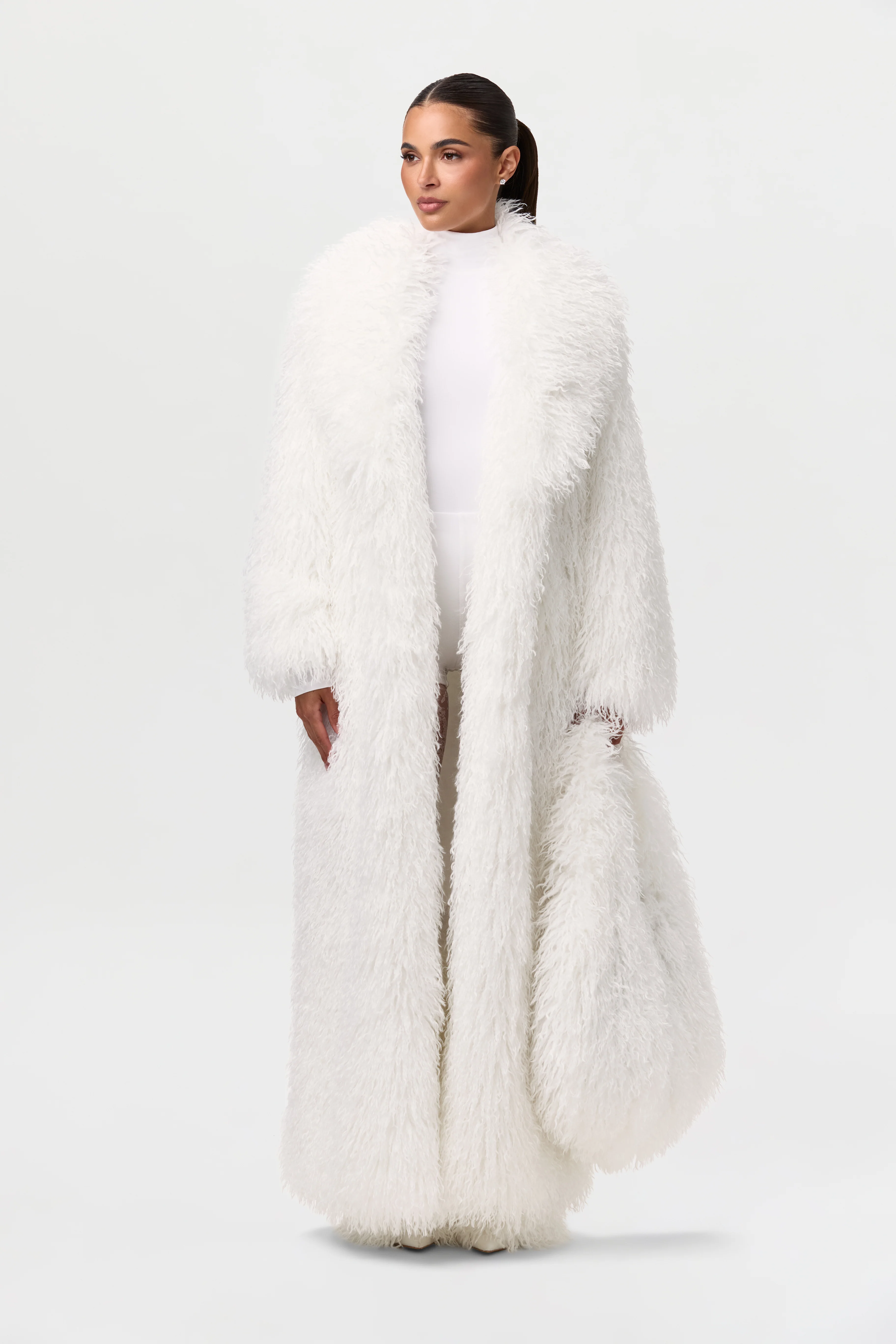Faux Fur Plush Long Coat - Image 16