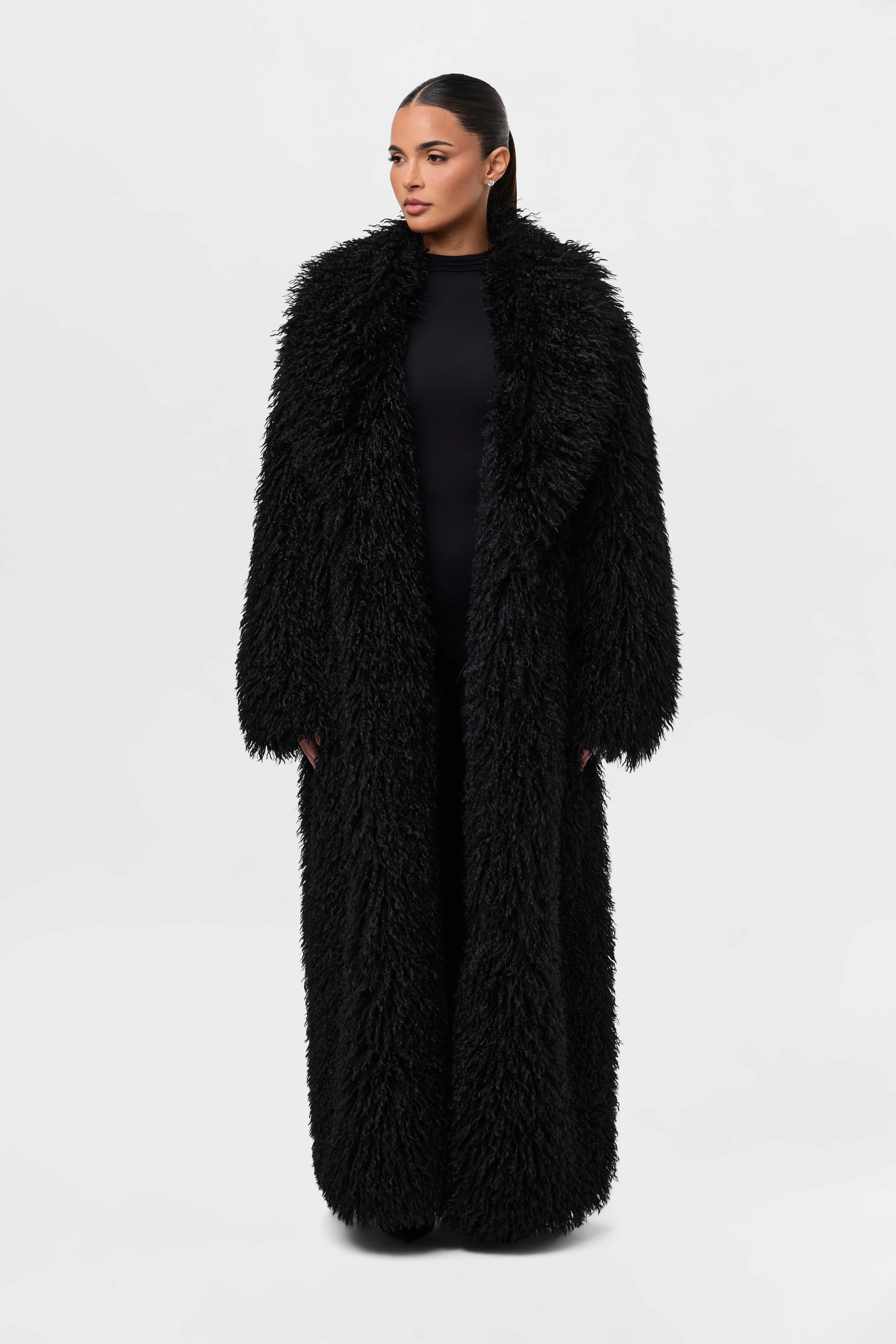 Faux Fur Plush Long Coat - Image 4