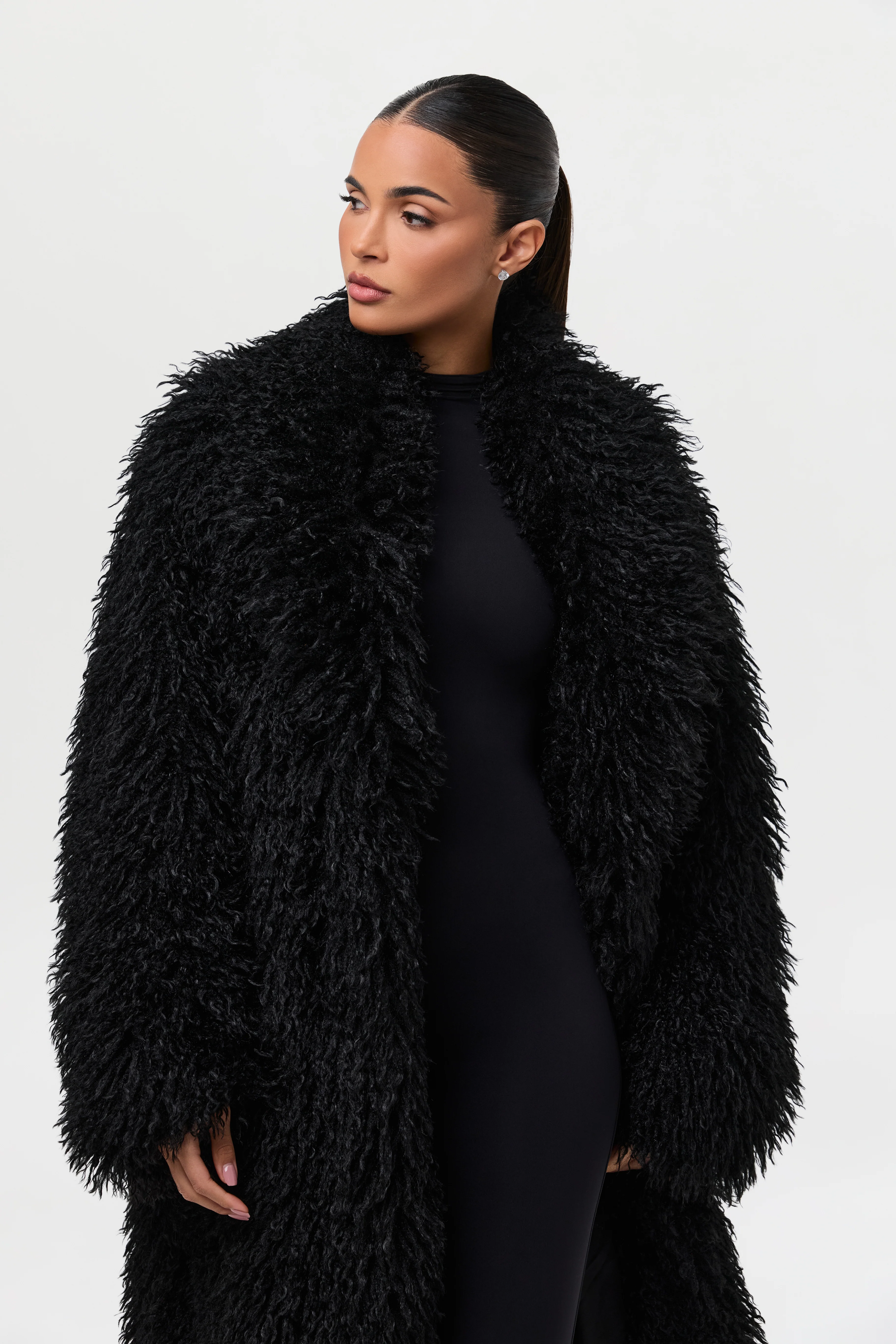 Faux Fur Plush Long Coat - Image 5