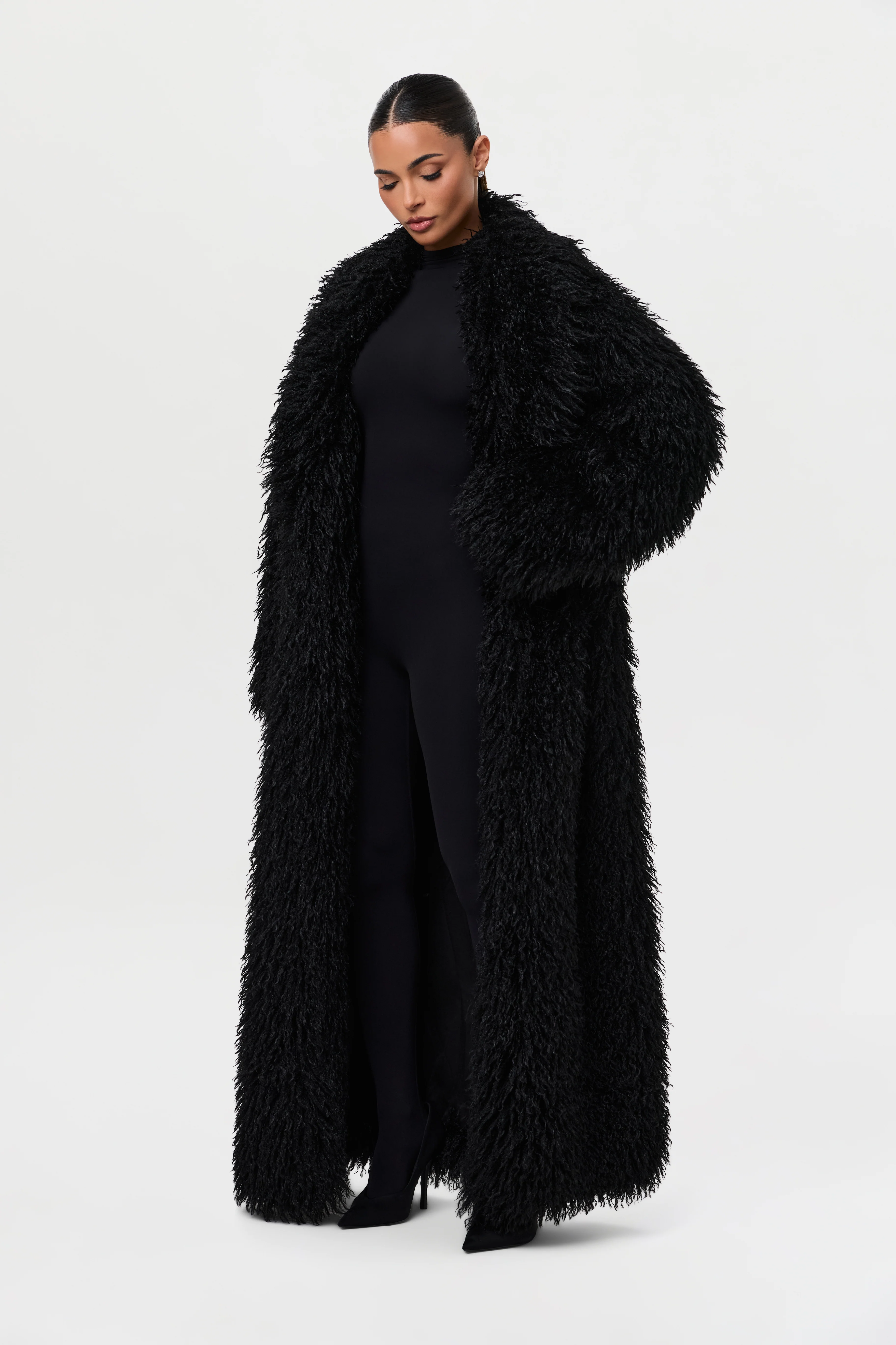 Faux Fur Plush Long Coat - Image 6